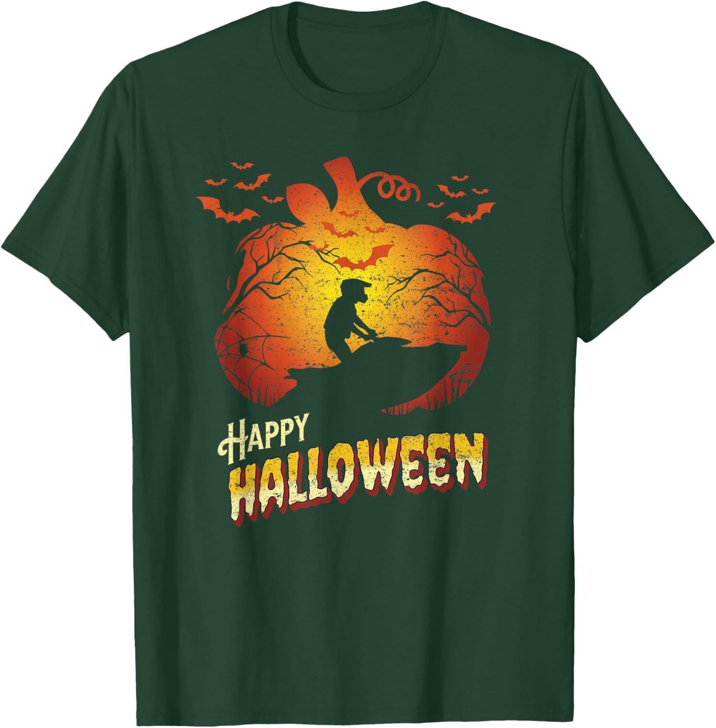 Jet Ski Rider Silhouette Happy Halloween Jet Skiing T-Shirt - T-Shirt | Forest