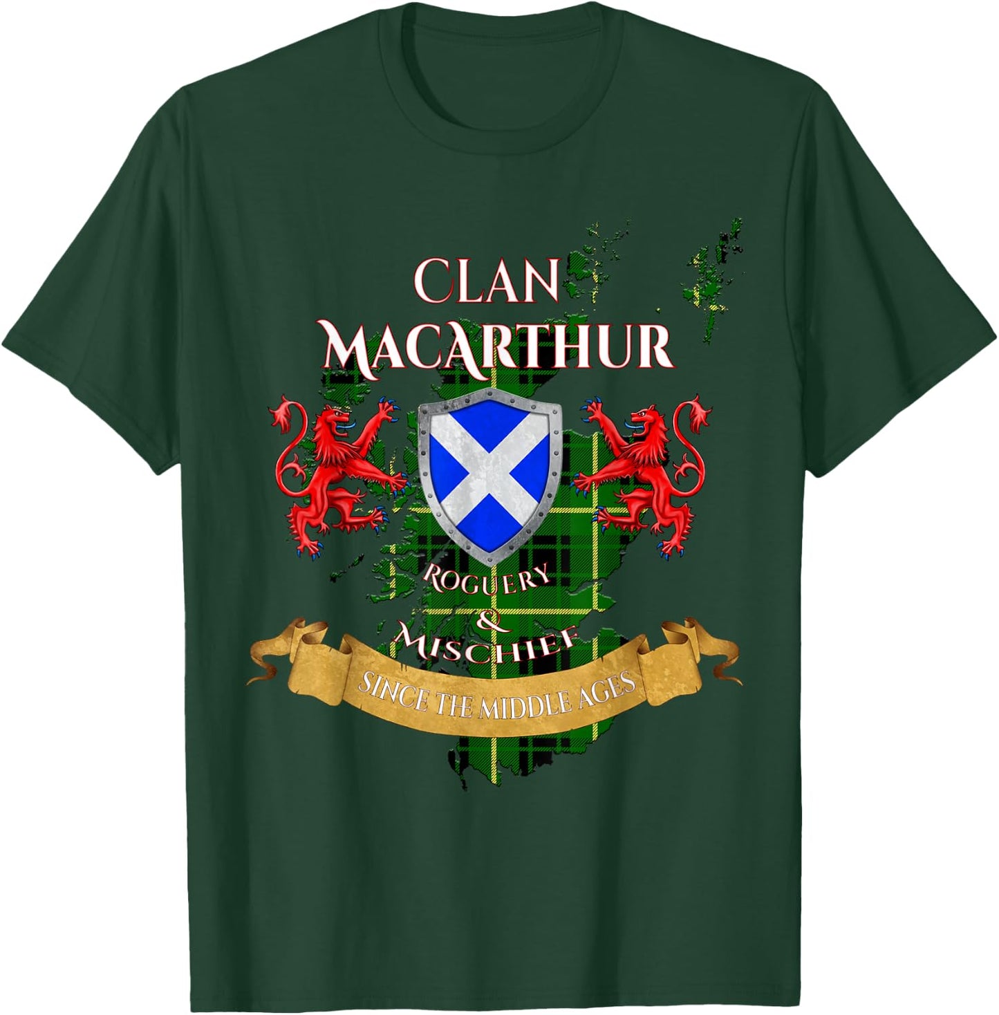 MacArthur Scottish Family Clan Middle Ages Mischief T-Shirt - T-Shirt | Forest