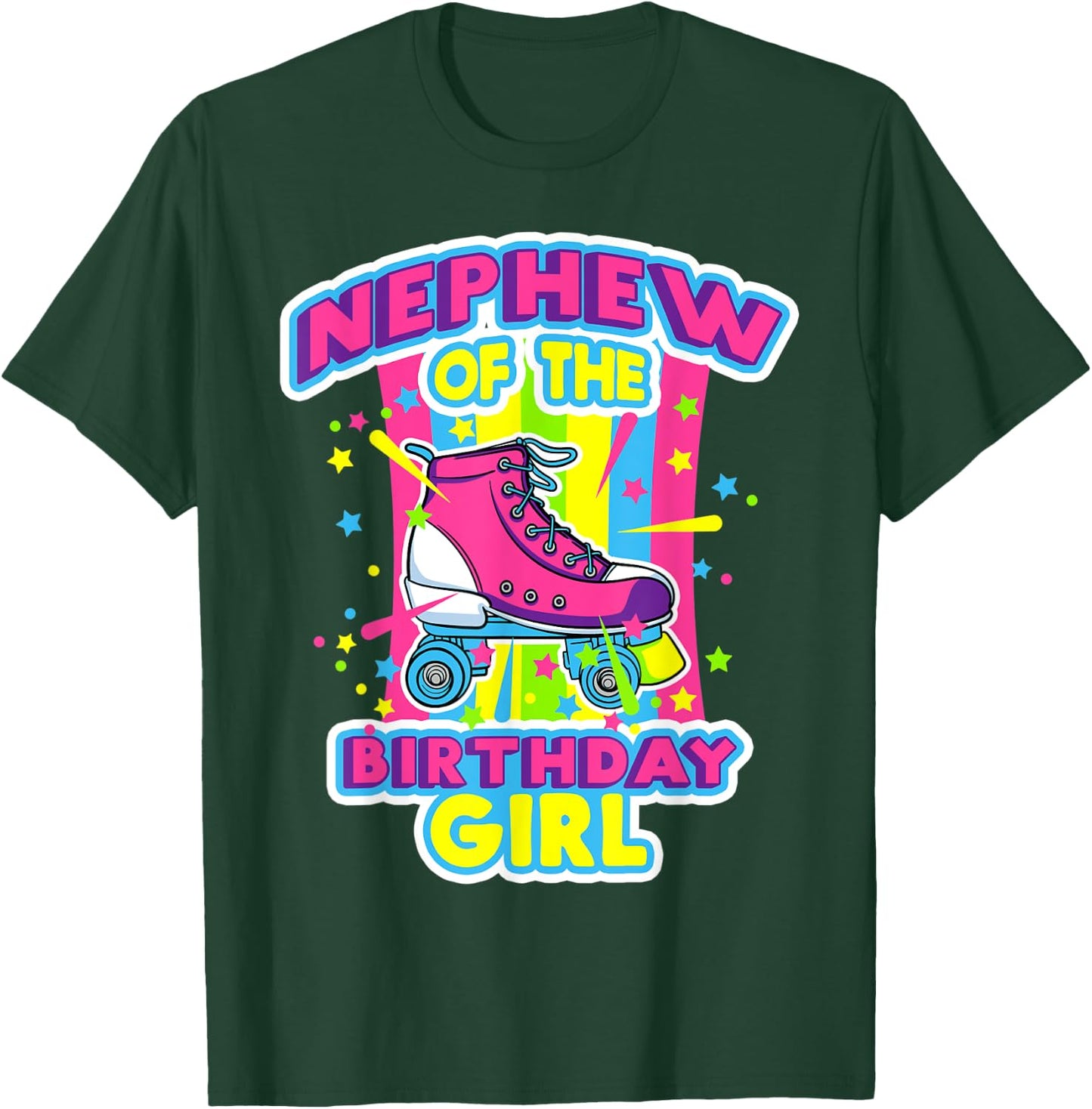 Nephew of the Birthday Girl Roller Skates Bday Skating Party T-Shirt - T-Shirt | Forest