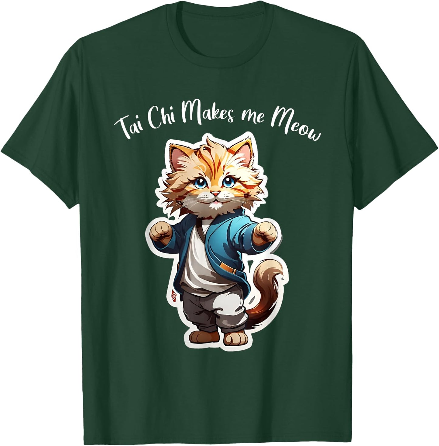 Cat Tai Chi makes me Meow, funny Kitten, Ying Yang Balance T-Shirt - T-Shirt | Forest
