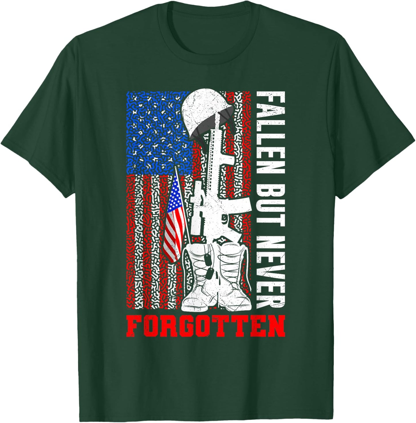 Fallen but never Forgotten Soldiers Army USA Memorial Day T-Shirt - T-Shirt | Forest