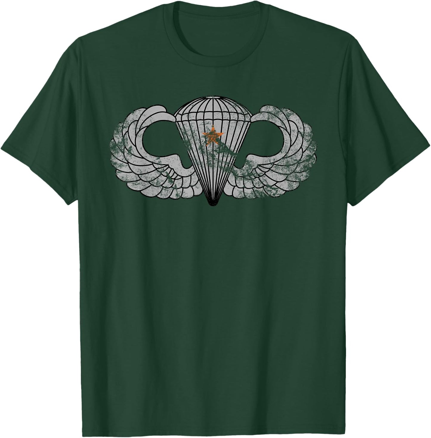 US Army Parachutist Badge Combat Star - Airborne Jump Wings T-Shirt - T-Shirt | Forest