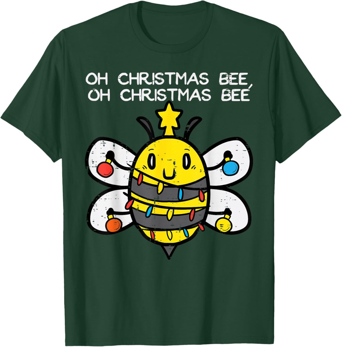 Funny Oh Christmas Bee Xmas Lights Men Women Boys Girls Kids T-Shirt - T-Shirt | Forest