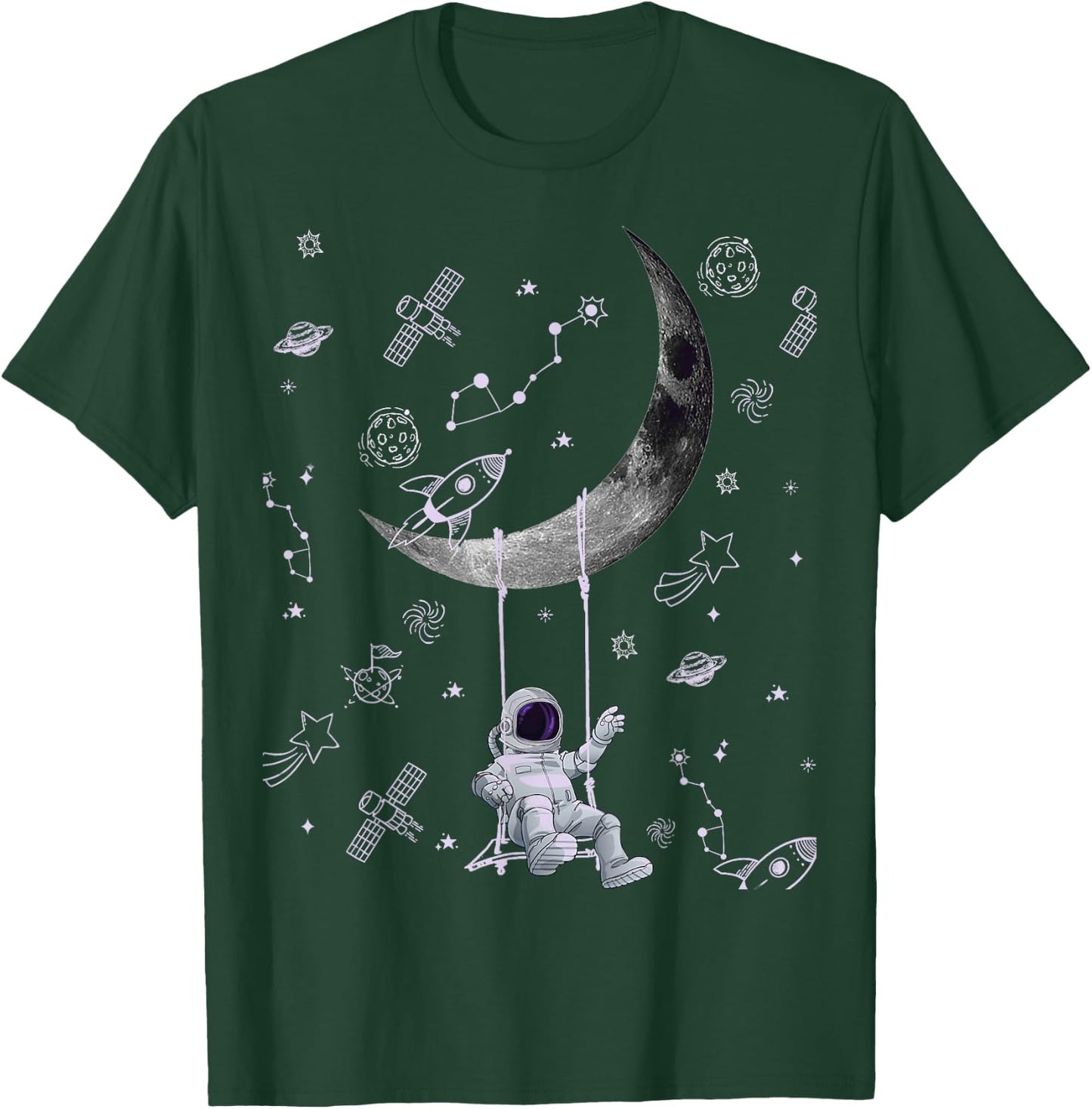 Funny Astronaut Purple Moon Swing NASA Space Science Teacher T-Shirt - T-Shirt | Forest