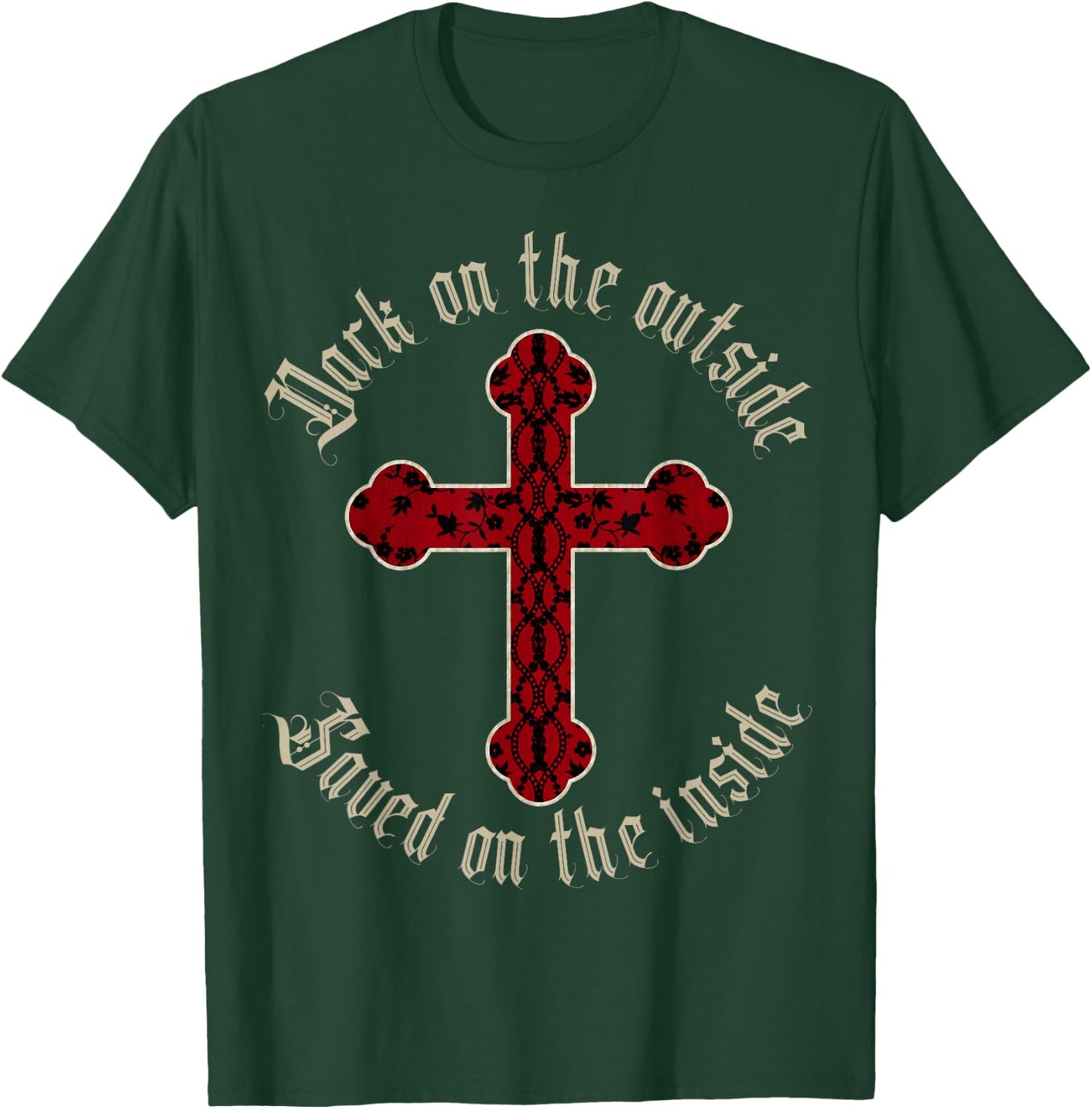 Christian Goth Cross, Saved on The Inside T-Shirt - T-Shirt | Forest