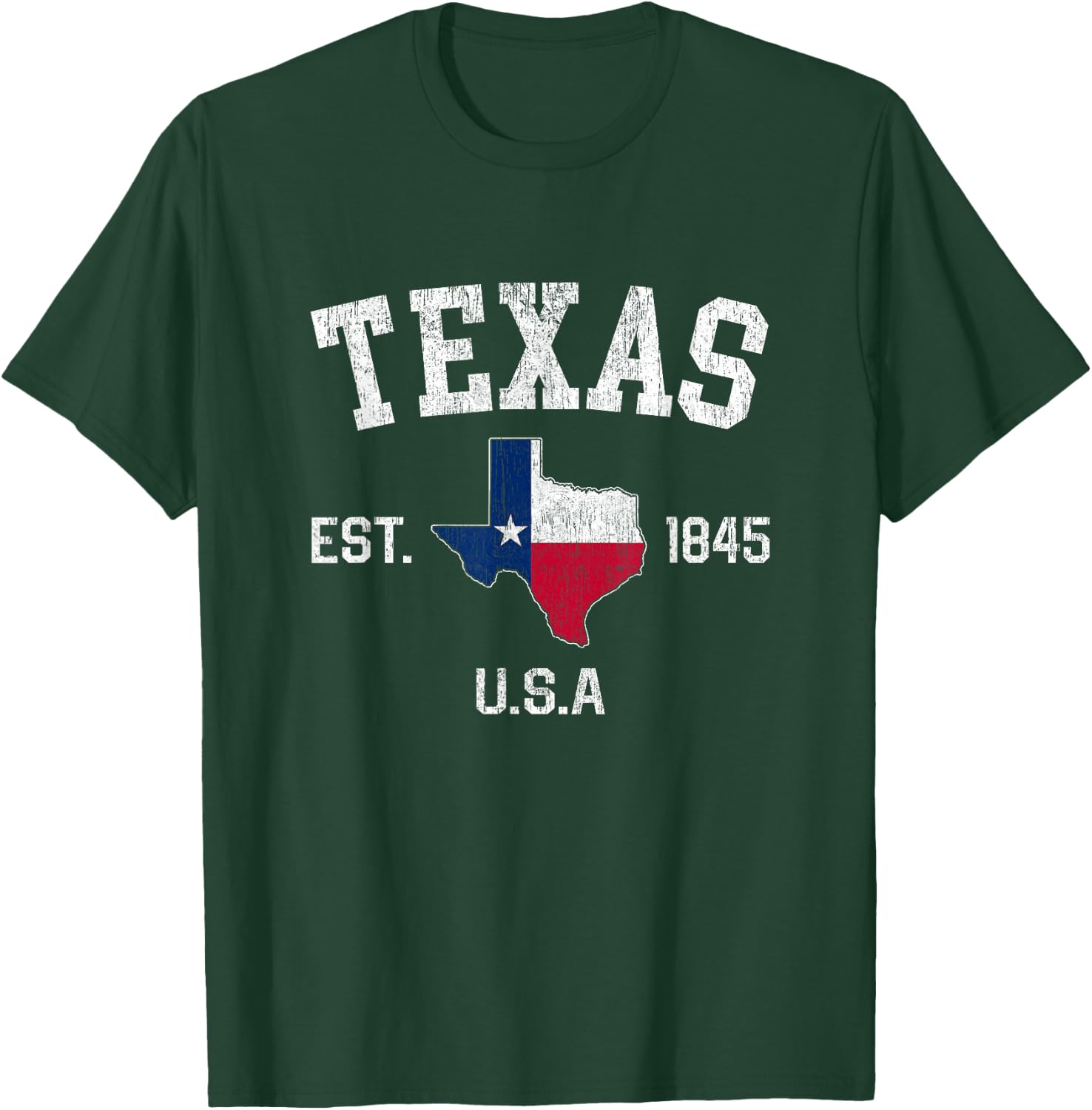 Vintage Texas Est 1845 Texas State Flag Map Texan Pride T-Shirt - T-Shirt | Forest