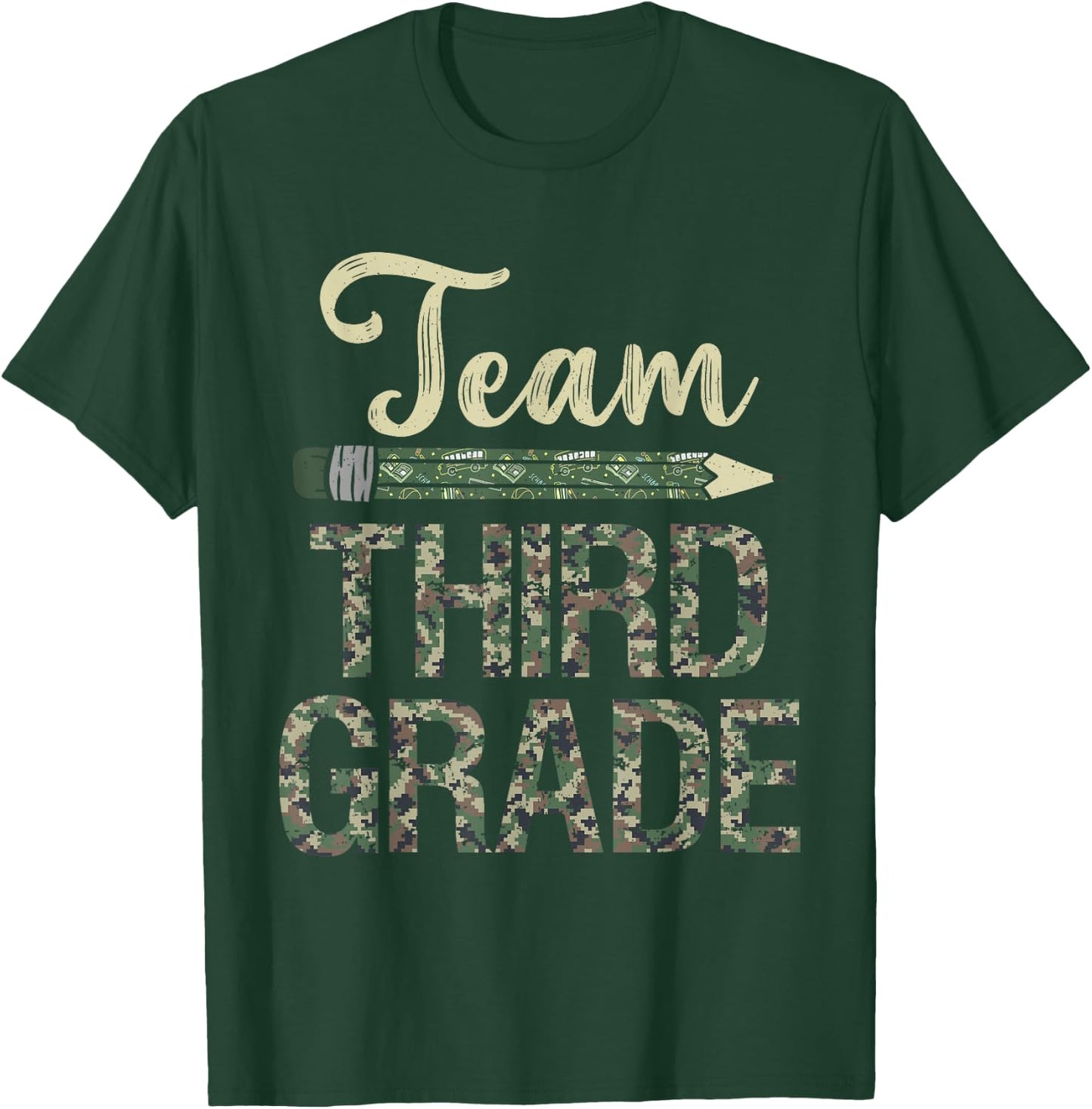 Team Third Grade Camo 3rd Grade Teacher Camouflage Men Women Kids T-Shirt - T-Shirt | Forest
