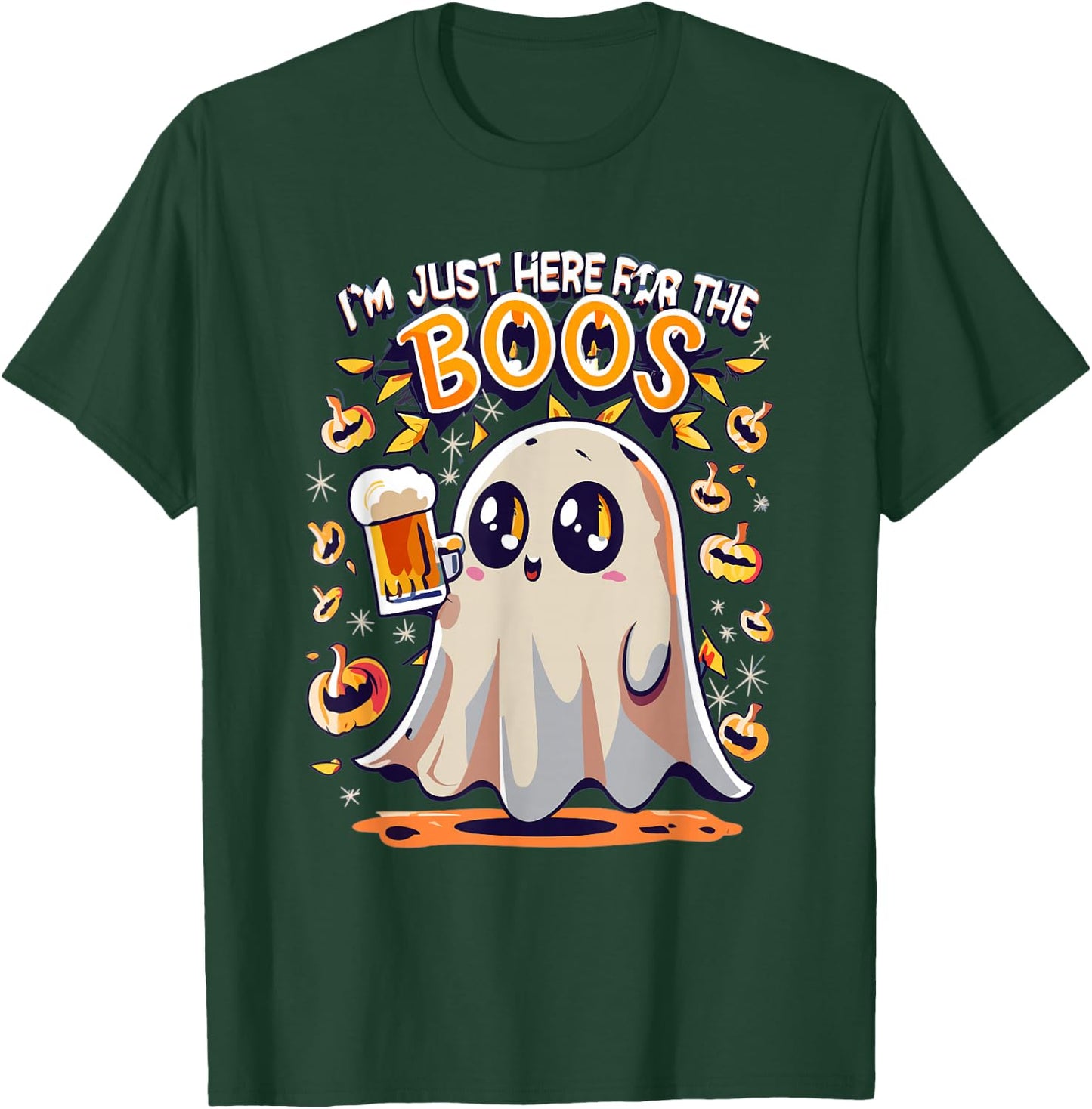 Funny Halloween Ghost Costume I'm Just Here for the Boos T-Shirt - T-Shirt | Forest