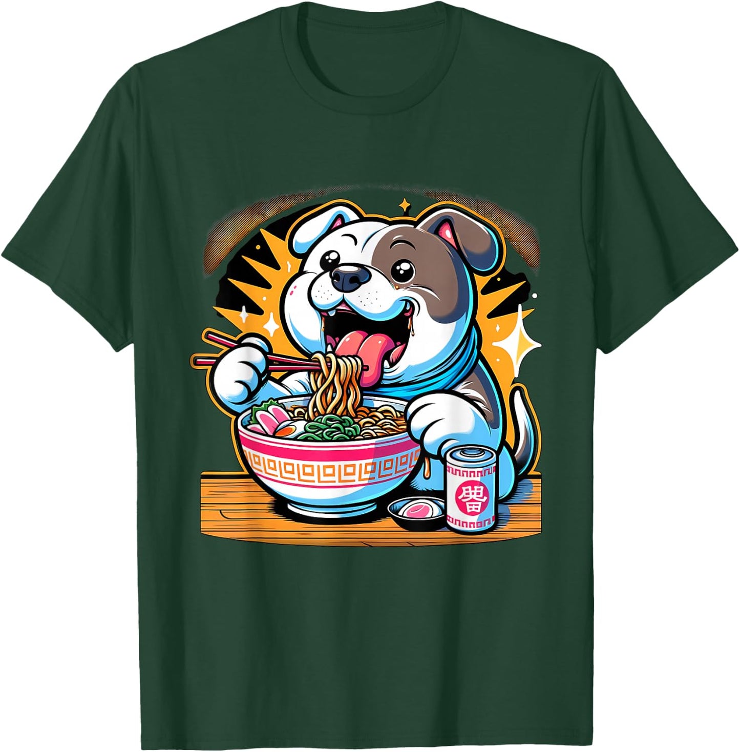 Kawaii Anime Pit Bull Dog Ramen T-Shirt - T-Shirt | Forest