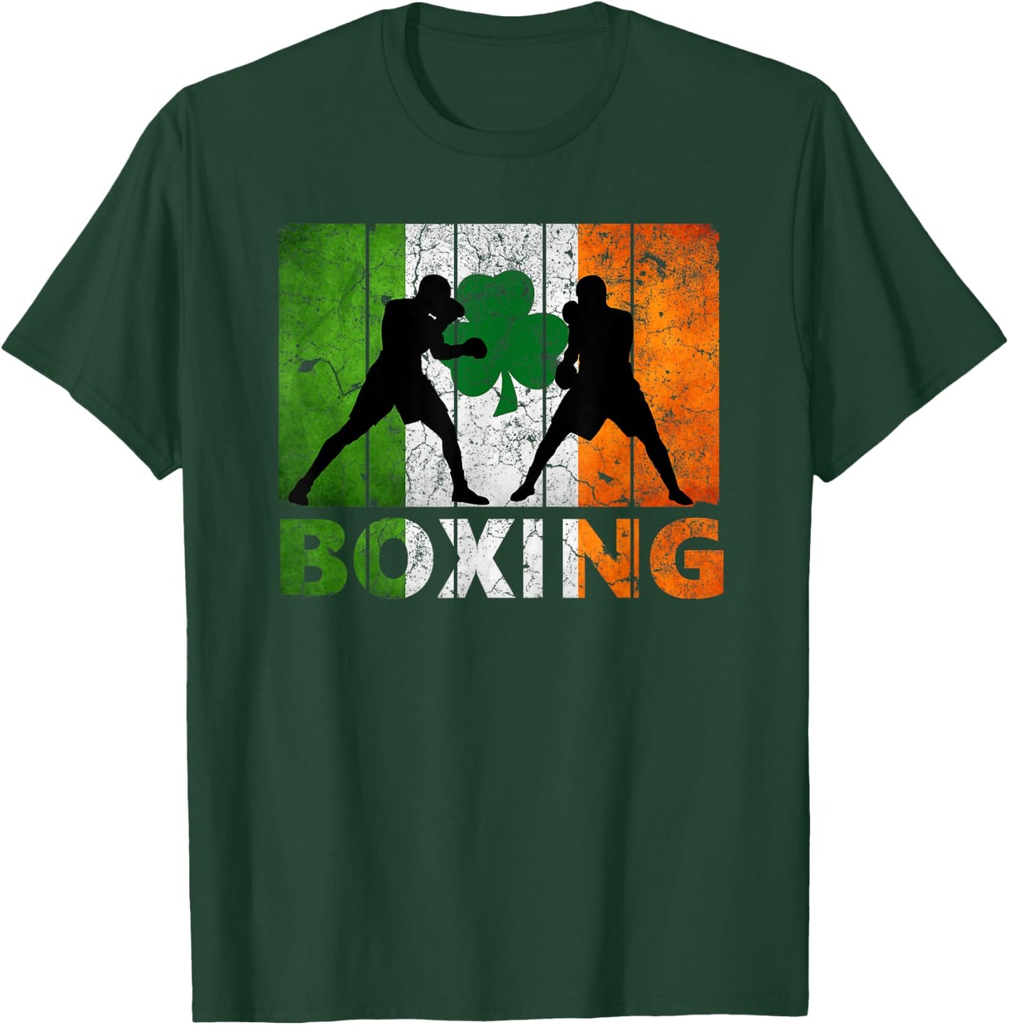 Vintage Irish boxing Ireland Flag Shamrock St Patrick's Day T-Shirt - T-Shirt | Forest