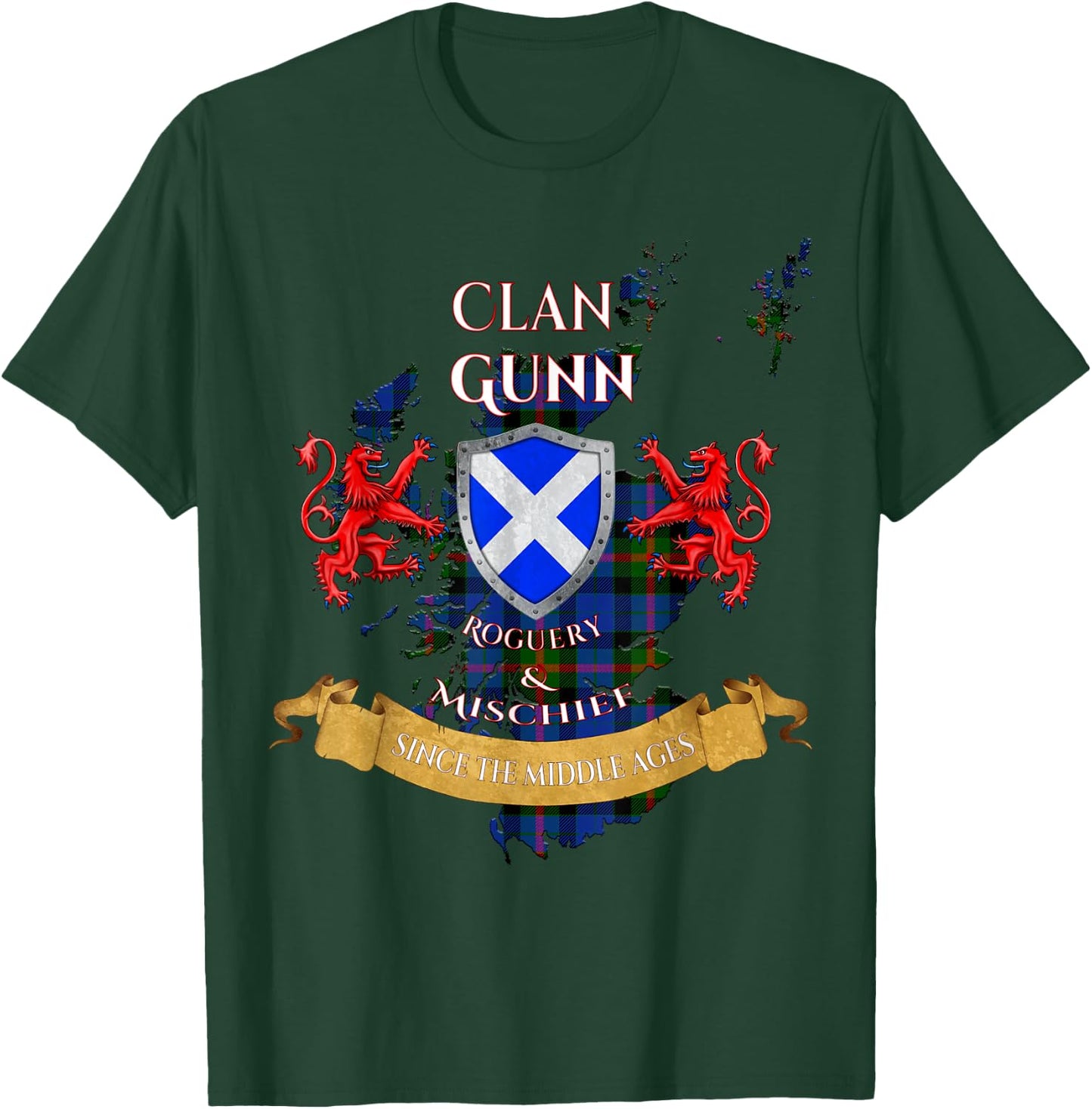 Gunn Scottish Family Clan Middle Ages Mischief T-Shirt - T-Shirt | Forest