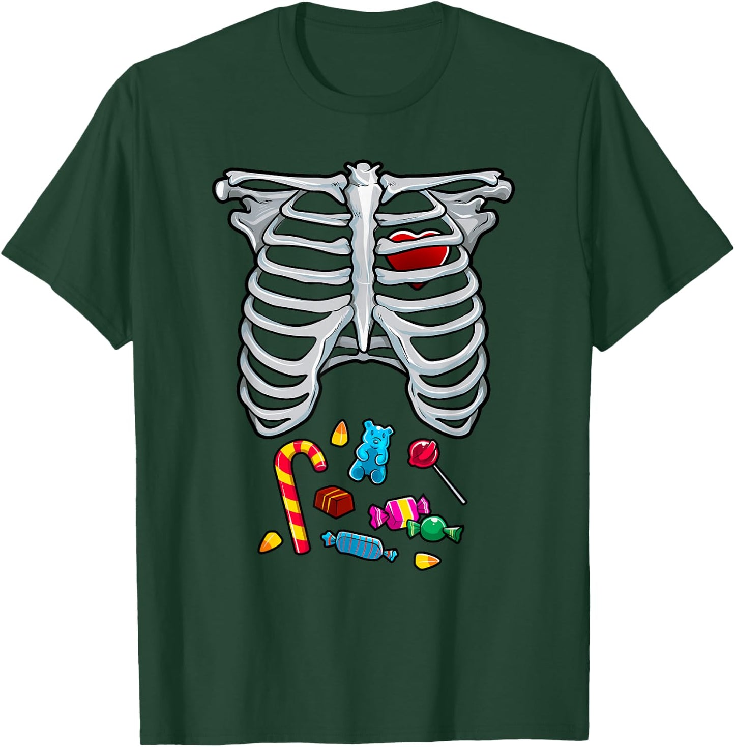 Halloween Costume XRay Skeleton Rib Heart Candy Adult Kids T-Shirt - T-Shirt | Forest