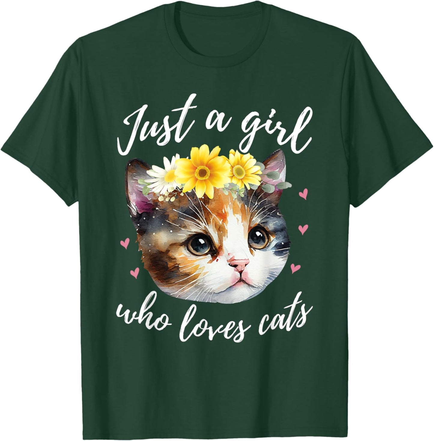 Just A Girl Who Loves Cats - Cute Calico Cat Lover T-Shirt - T-Shirt | Forest