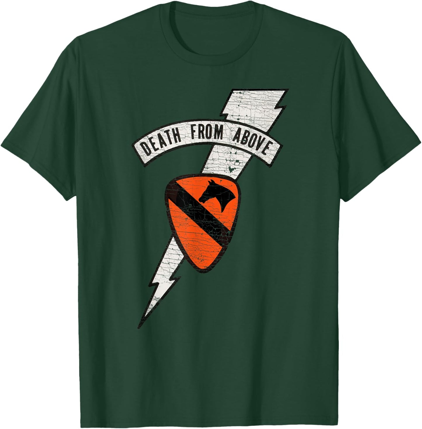 "Death From Above" Air Cavalry Lightning Logo (Distressed) T-Shirt - T-Shirt | Forest