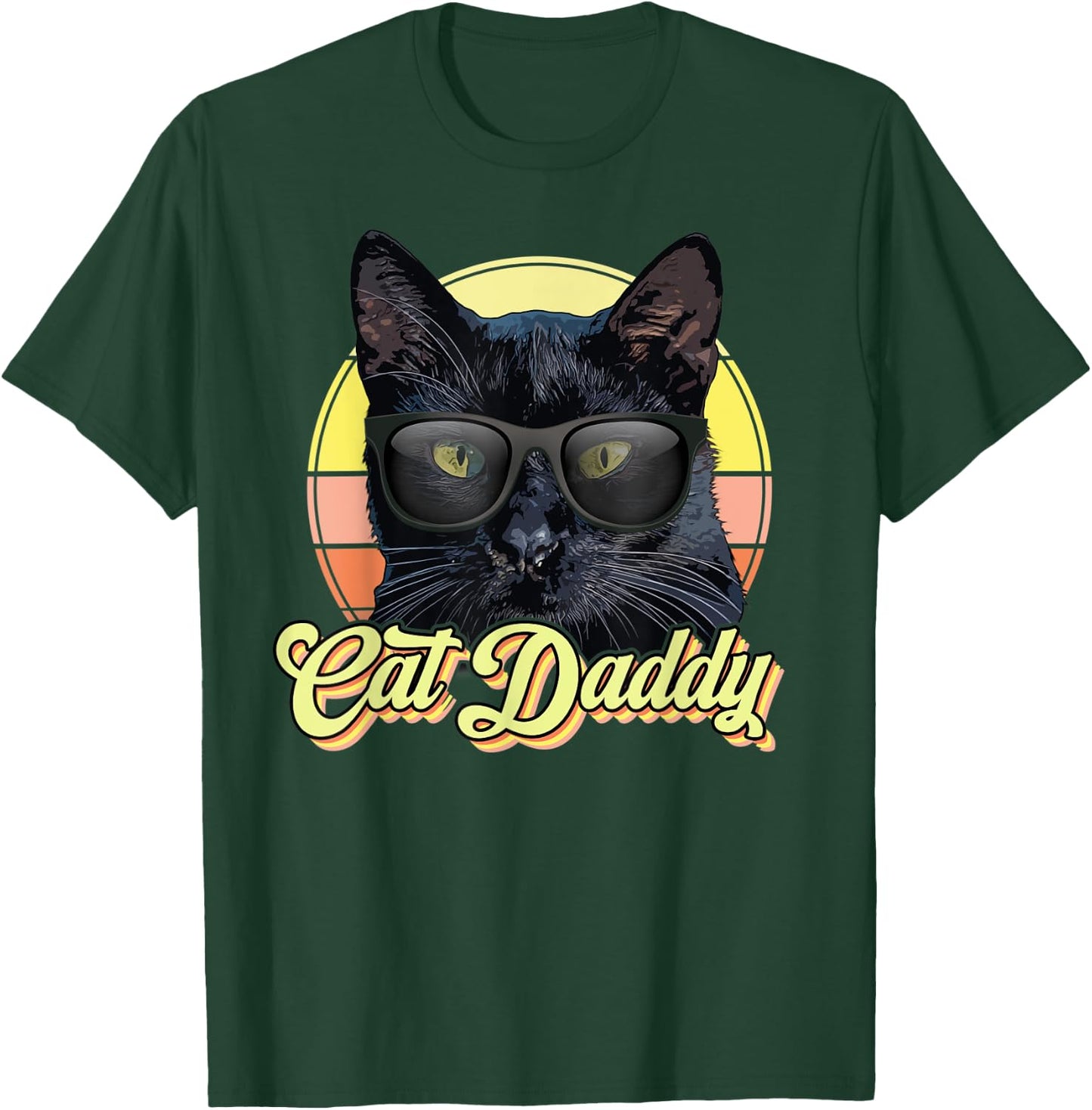 Cat Daddy Black Cat Vintage Eighties Style Cat Retro T-Shirt - T-Shirt | Forest