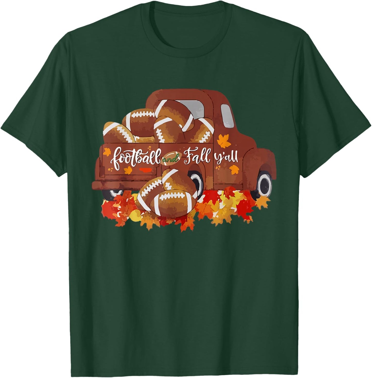 Football and Fall Y'all Vintage Fall Football Season funny T-Shirt - T-Shirt | Forest