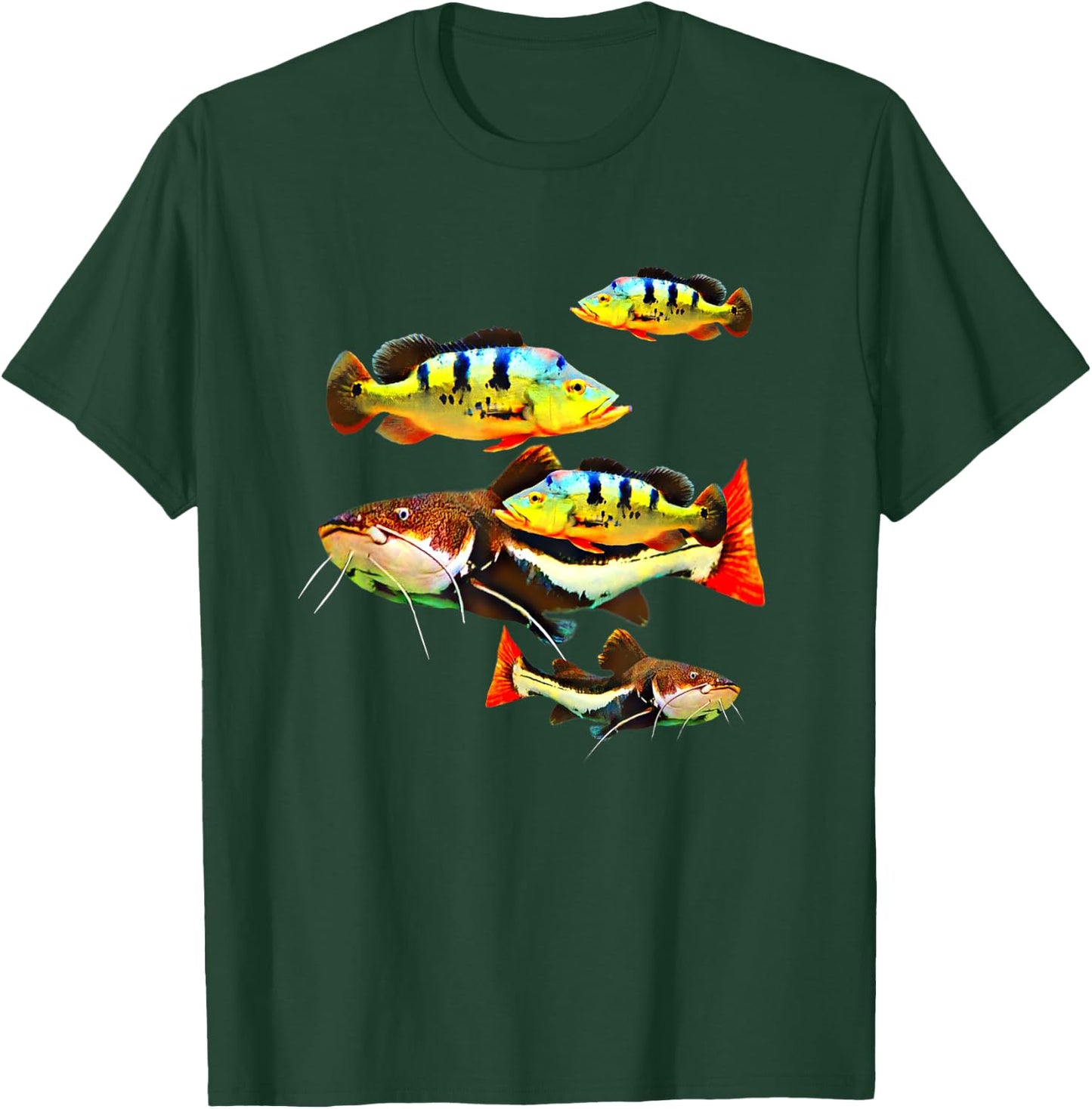 Peacock Bass Redtail Catfish Monster Aquarium Fish Tank T-Shirt - T-Shirt | Forest