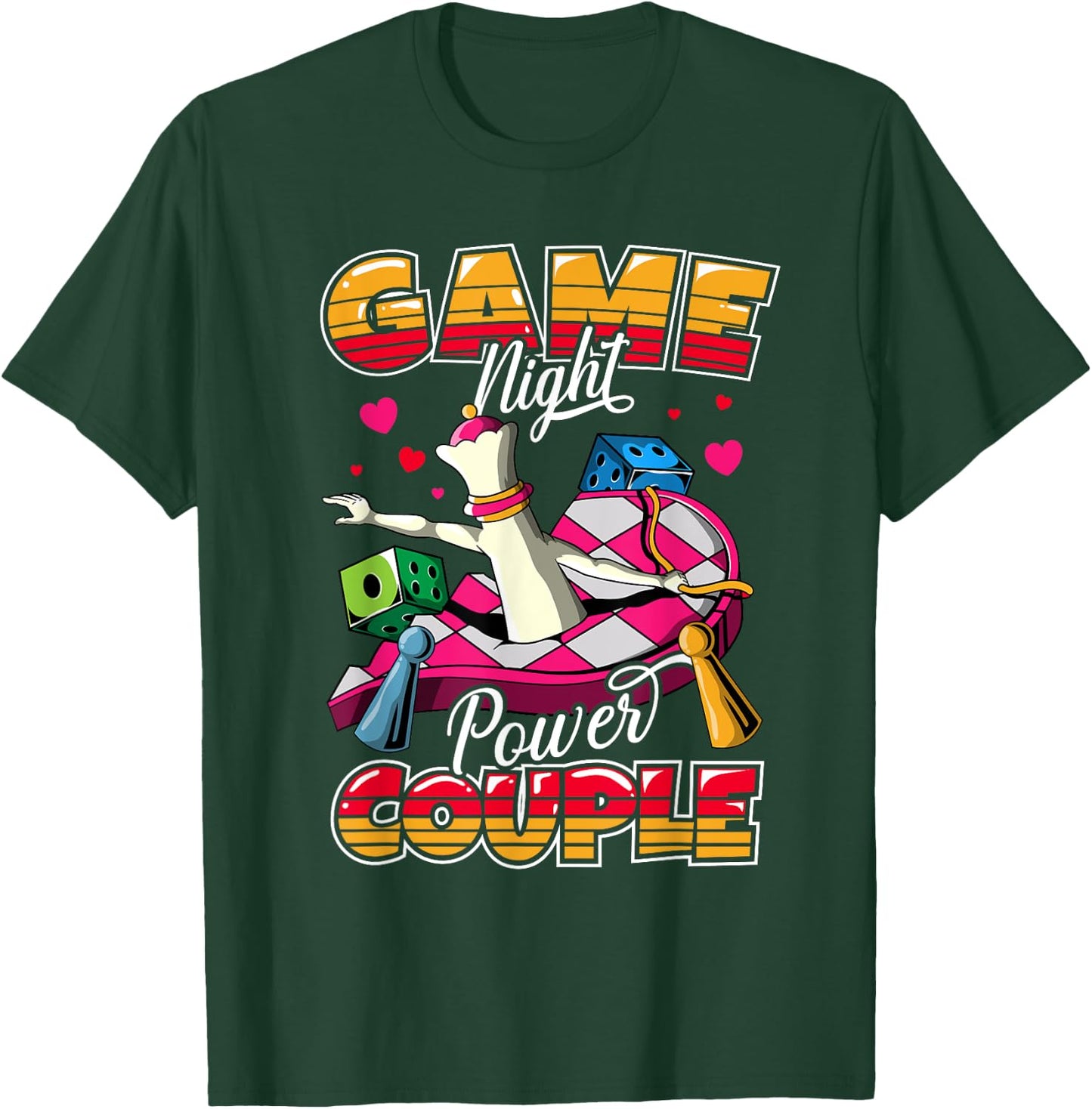 Couples Game Night Matching Outfit | Game Night Power Couple T-Shirt - T-Shirt | Forest