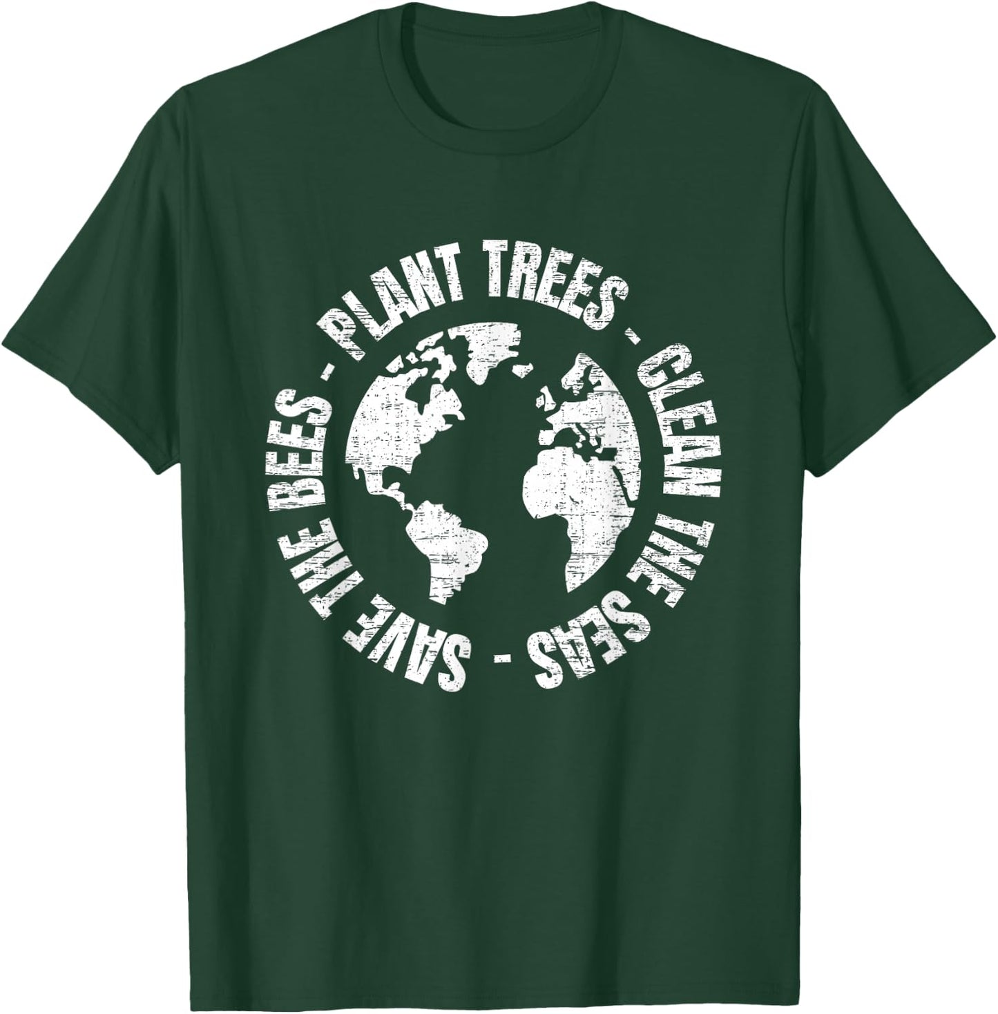 Save Bees Plant Trees Clean Seas Environmentalist Earth Day T-Shirt - T-Shirt | Forest