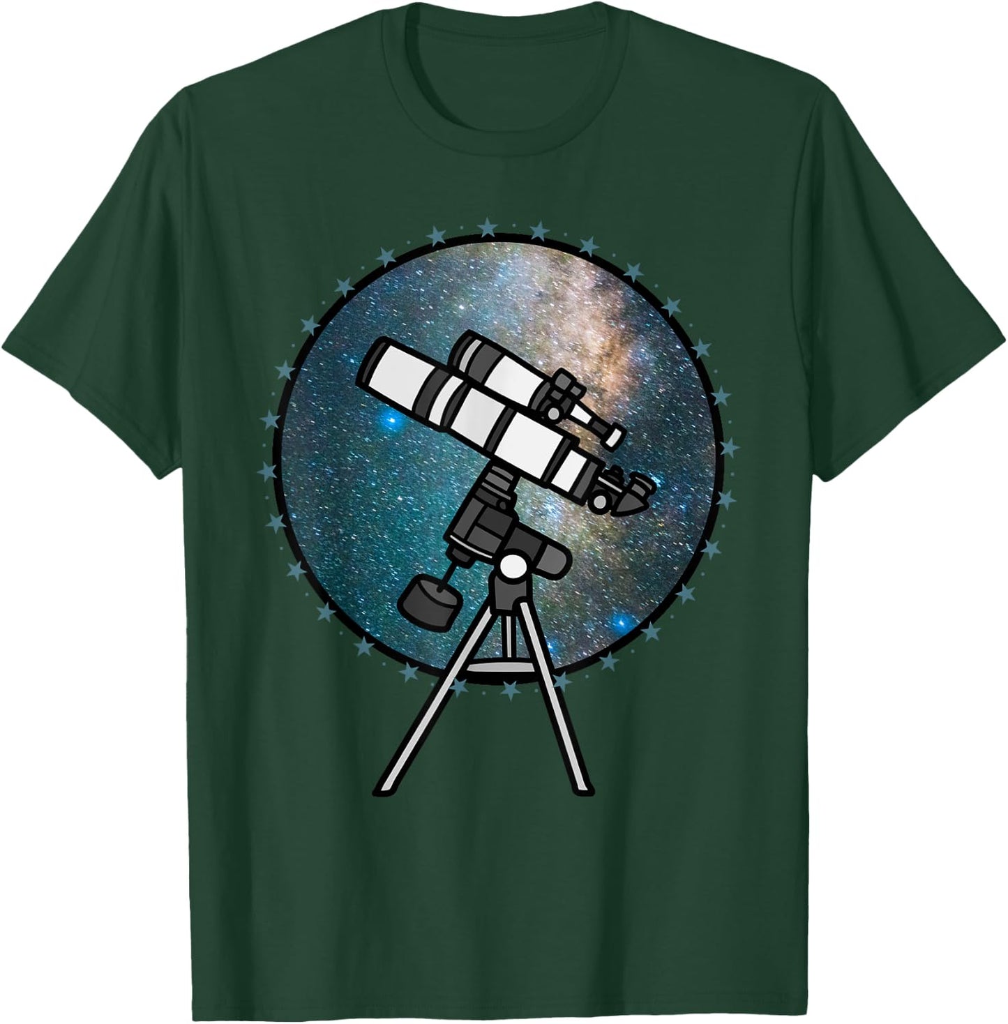 Astronomy Telescope Night Sky Observation Galaxy T-Shirt - T-Shirt | Forest