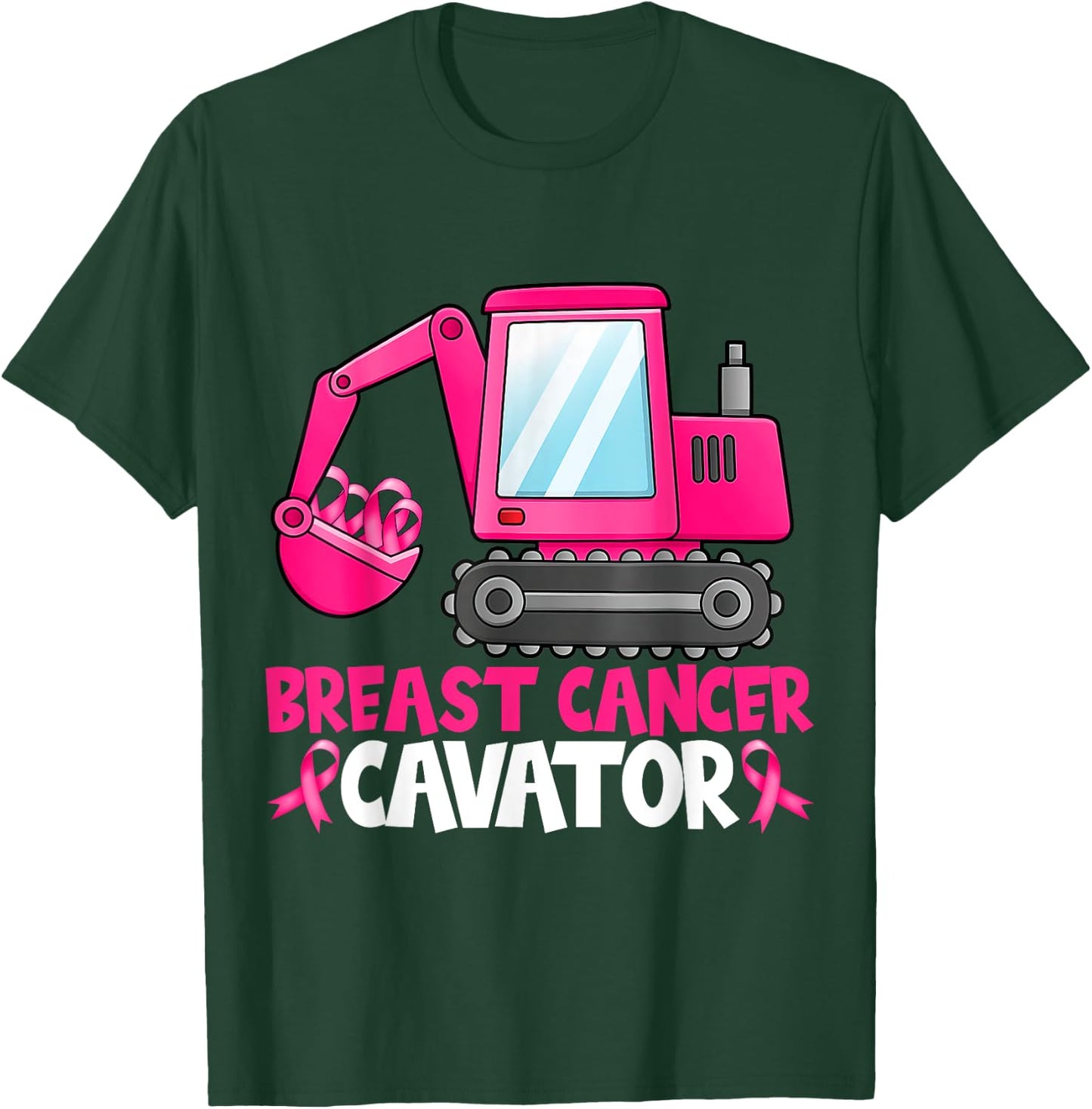 Breastcancerscavator Breast Cancer Awareness Kids Excavator T-Shirt - T-Shirt | Forest