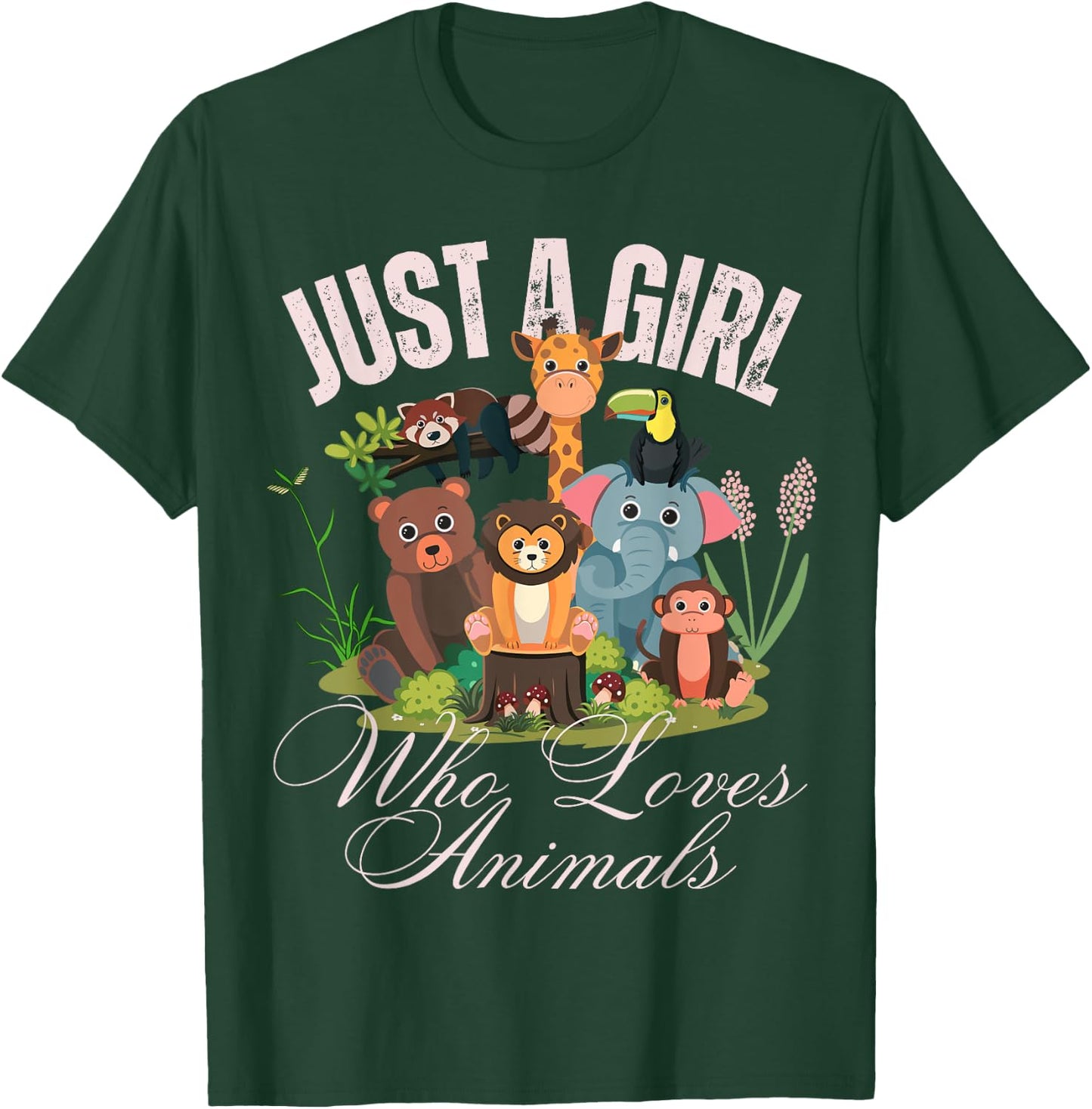 Just A Girl Who Loves Animals Lover kids Wild Zoo Animals T-Shirt - T-Shirt | Forest