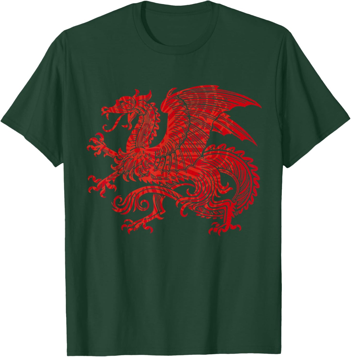 Red Fierce Dragon with Spiked Wings and Mandala Dragon Skin T-Shirt - T-Shirt | Forest