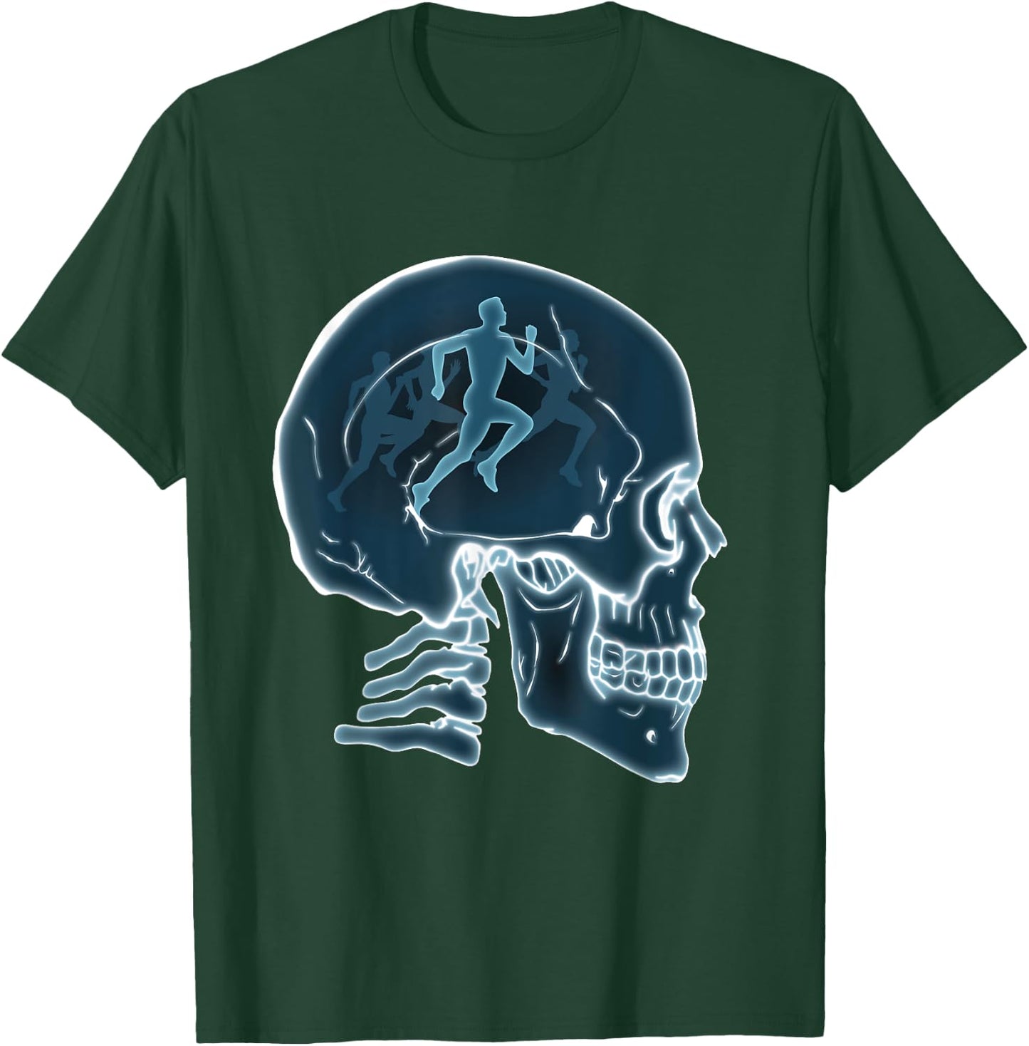 Skull Funny Running Runner Race Sports Lovers Men Women T-Shirt - T-Shirt | Forest