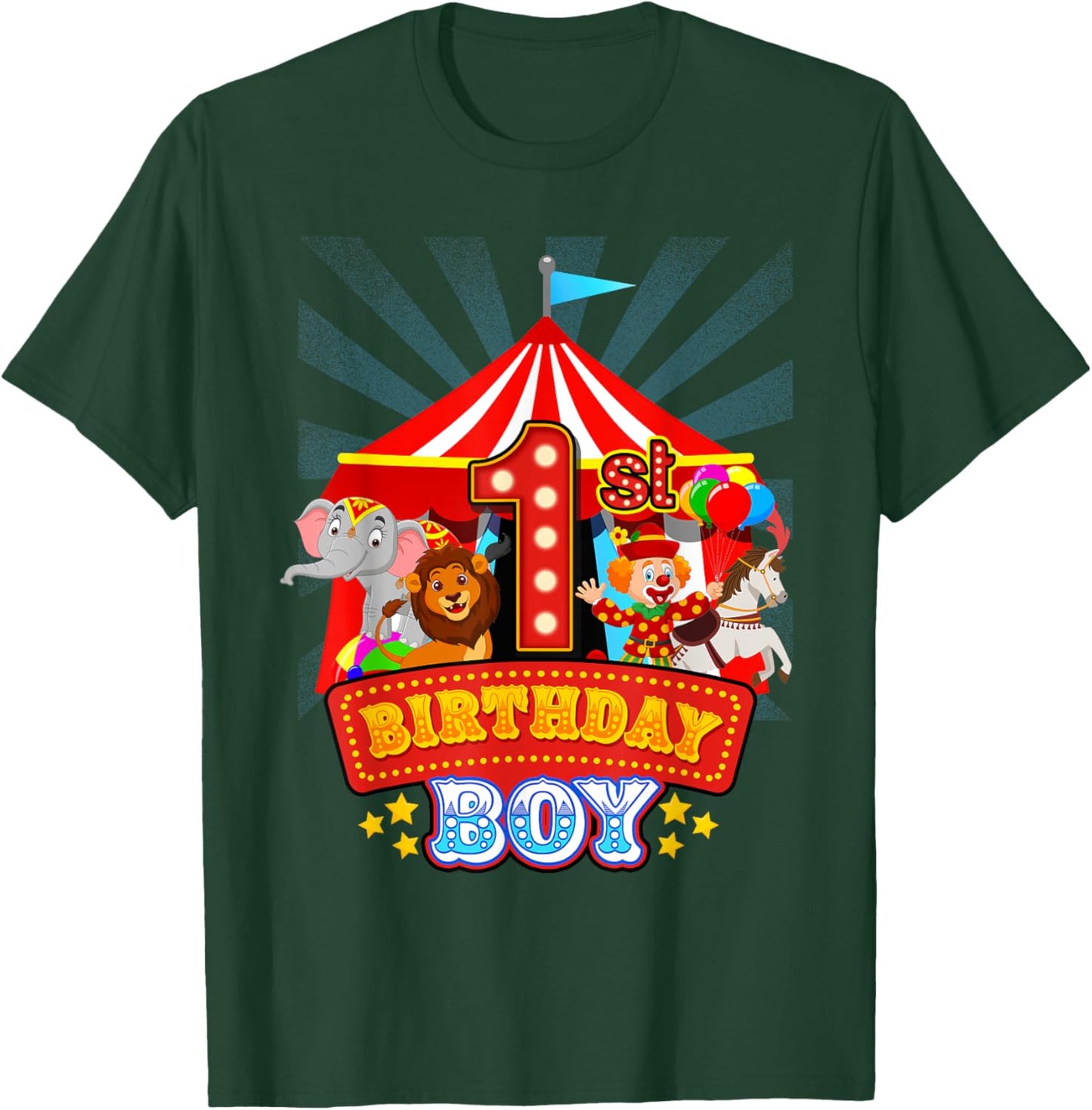 1st Birthday Outfit Boy 1 Year Old Circus Carnival Bday T-Shirt - T-Shirt | Forest