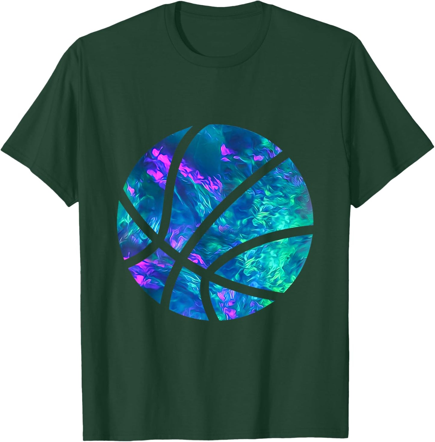 Cyan Blue Violet teal Basketball For Sports Lover Player T-Shirt - T-Shirt | Forest