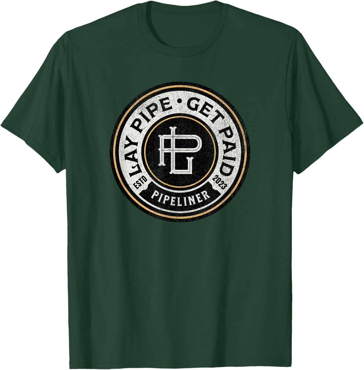 Pipeliner Men's Black Classic Fit Short Sleeve , Pipeline Worker , Small T-Shirt - T-Shirt | Forest
