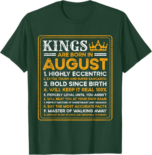 Birthday Kings are Born In August Birthday T-Shirt - T-Shirt | Forest