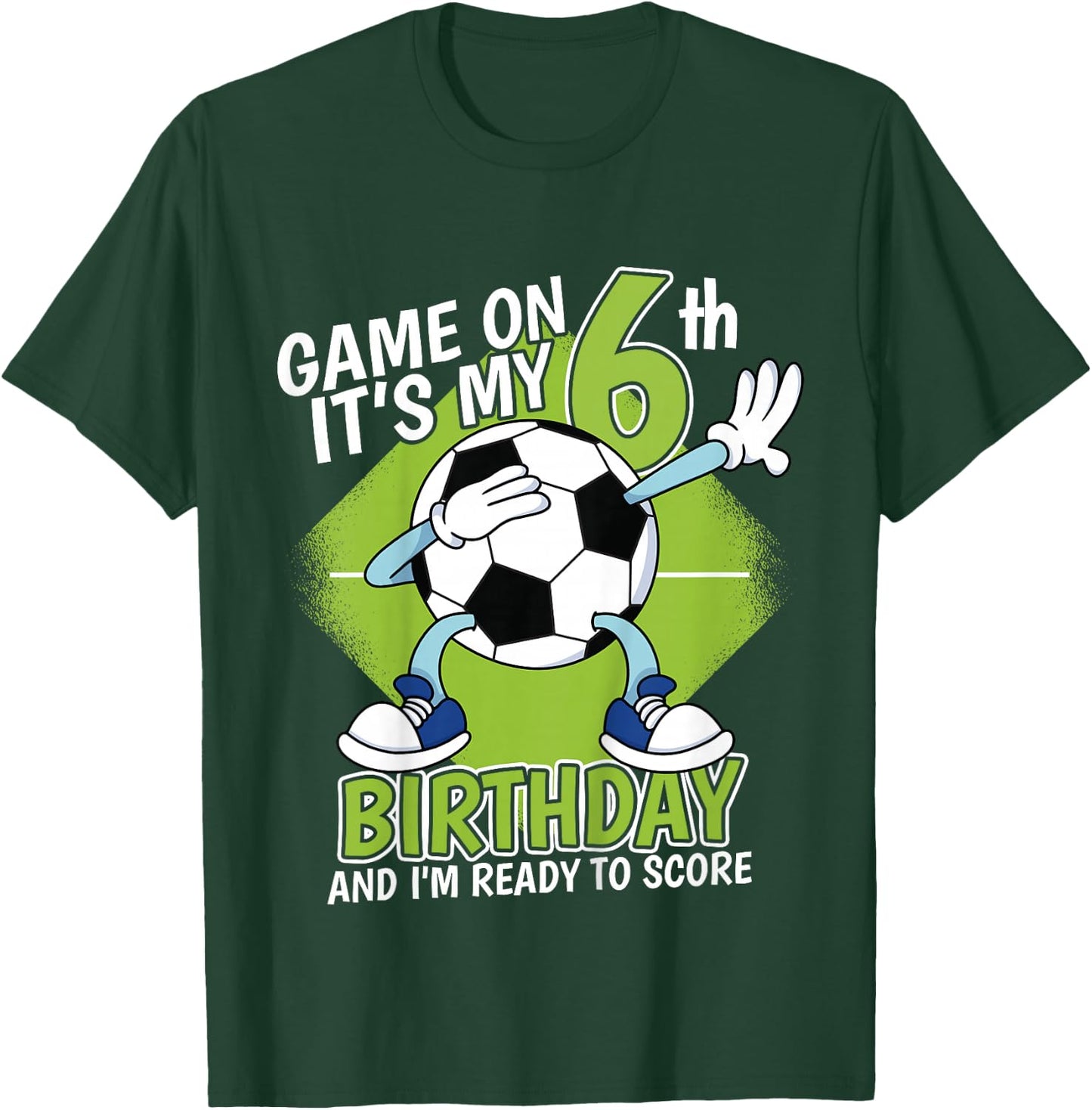 Kids 6 Year Old Soccer Player Boy Birthday 6th Bday Soccer Theme T-Shirt - T-Shirt | Forest