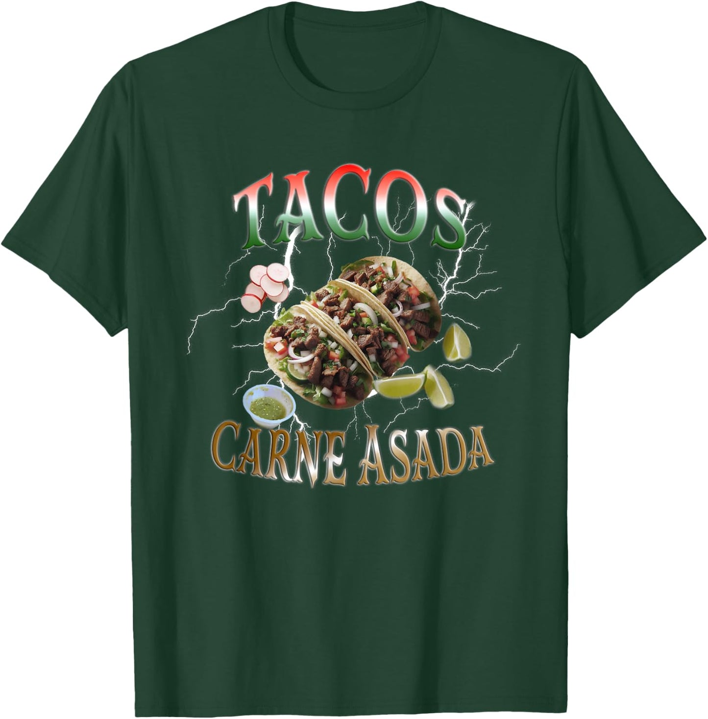Tacos carne asada Vintage Bootleg Rap 90s T-Shirt - T-Shirt | Forest
