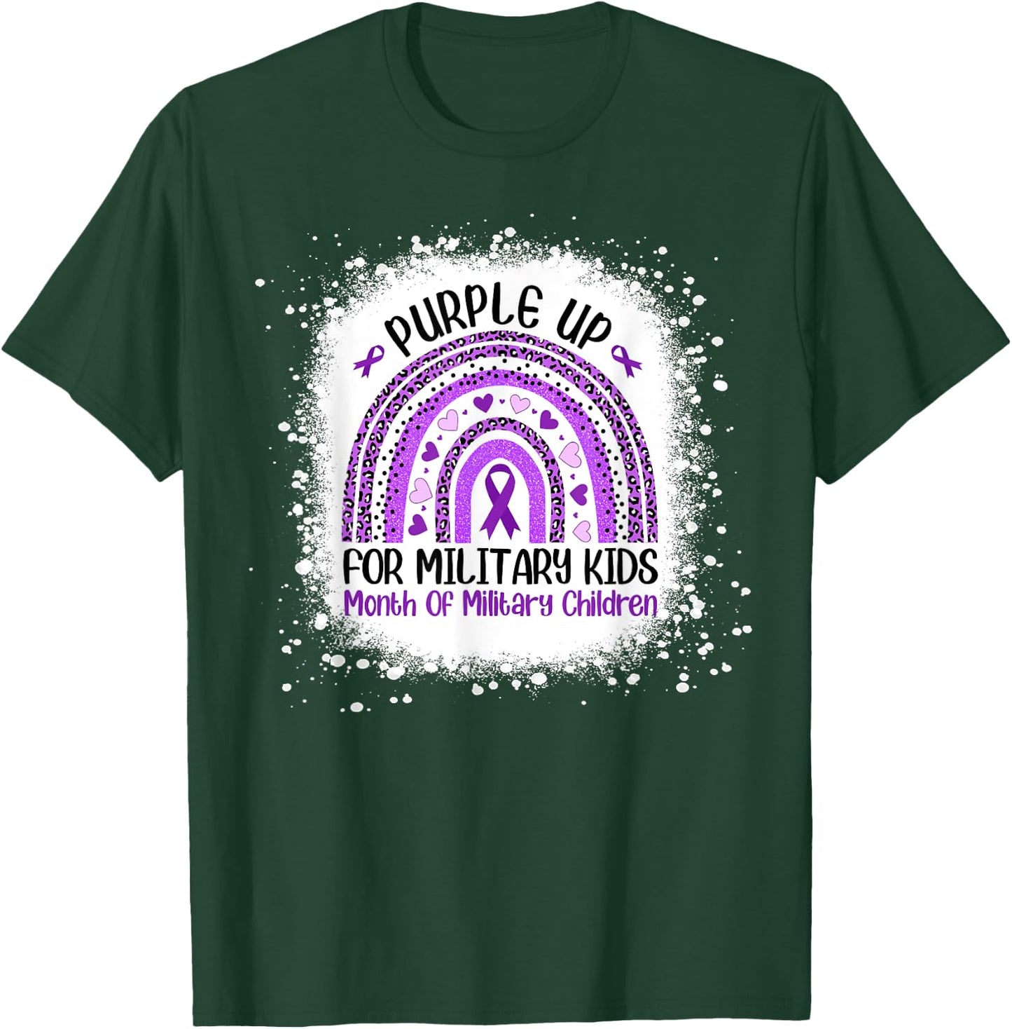 Purple Up for Military Kids Month Military Child Rainbow T-Shirt - T-Shirt | Forest