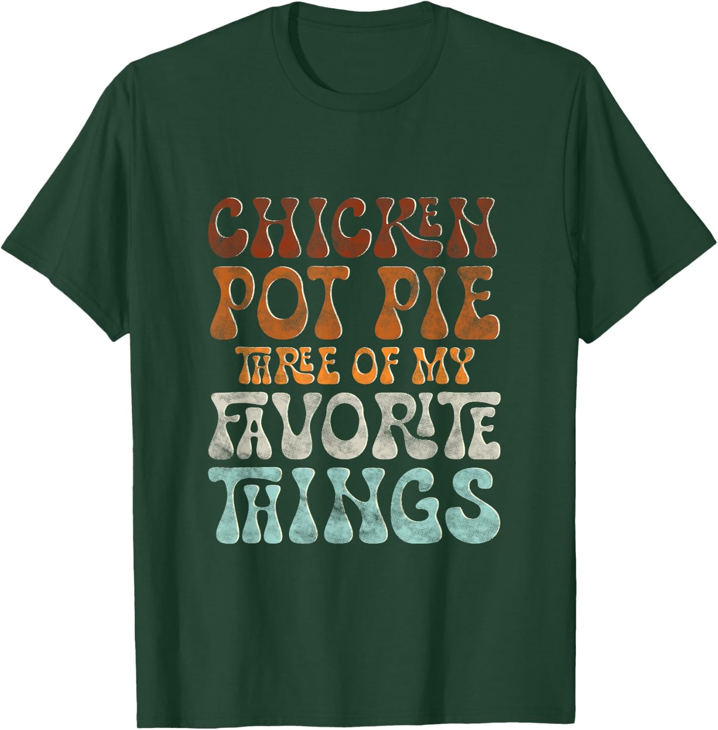 Chicken Pot Pie My Favorite Things Funny Pot Pie - Women's Black Short Sleeve Mandarin Collar Casual Humorous Modern - Small T-Shirt - T-Shirt | Forest