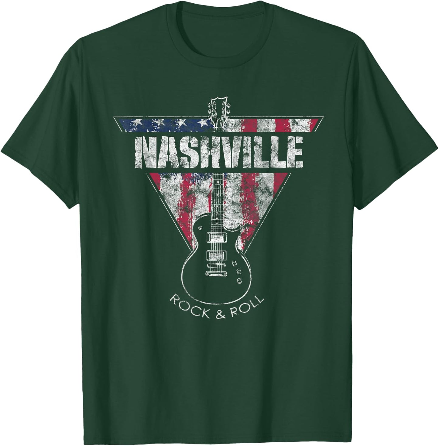 Nashville Souvenir Vintage American Flag Guitar Player T-Shirt - T-Shirt | Forest