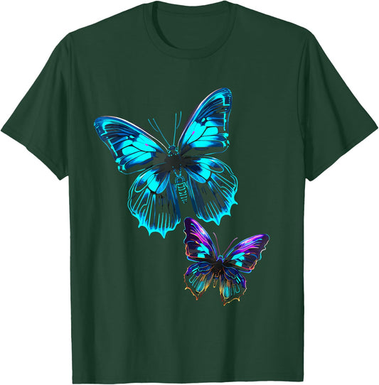 Butterfly Electric Design Vibrant T-Shirt - T-Shirt | Forest