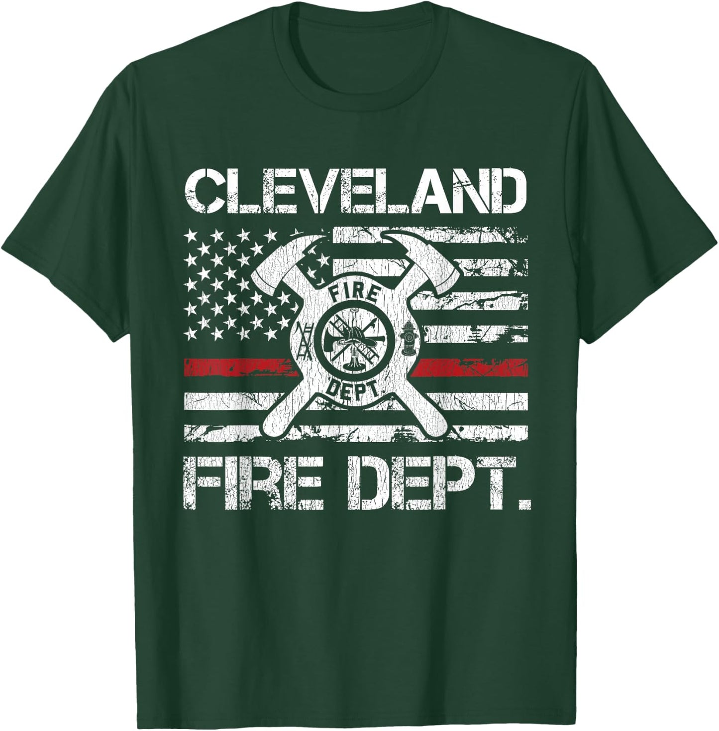 Cleveland Ohio Fire Department Thin Red Line Logo T-Shirt - T-Shirt | Forest