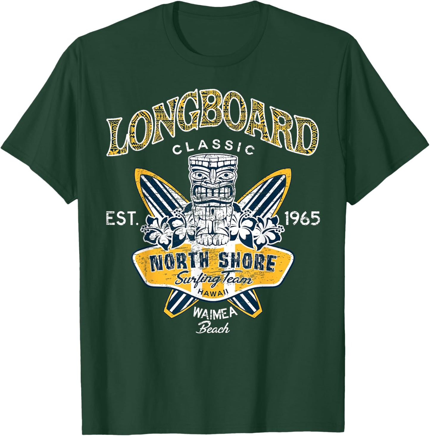 North Shore Hawaii Surfing Team Longboard Classic T-Shirt - T-Shirt | Forest