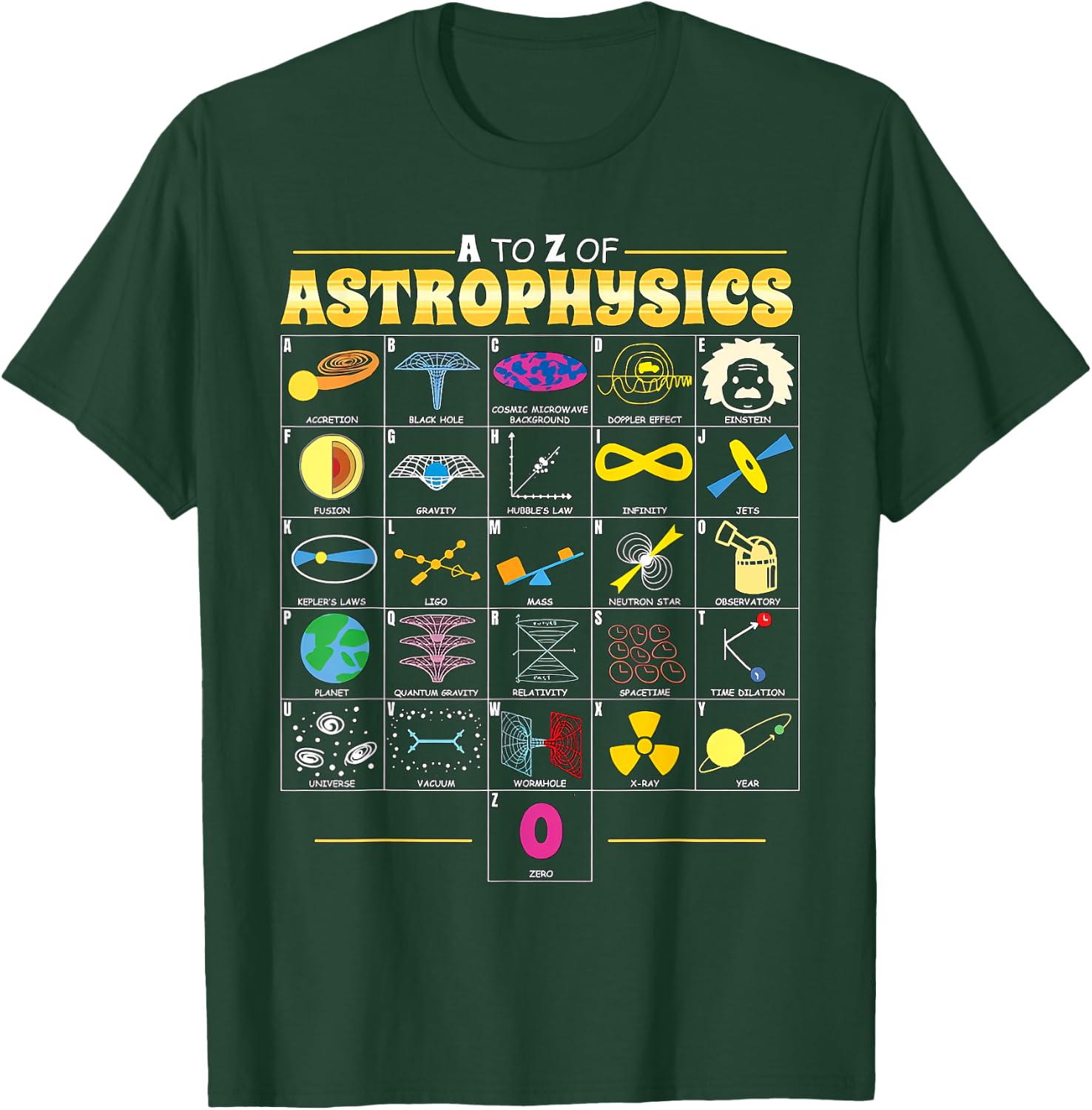 A To Z Astrophysics Funny Space Objects Science Lover Gift T-Shirt - T-Shirt | Forest