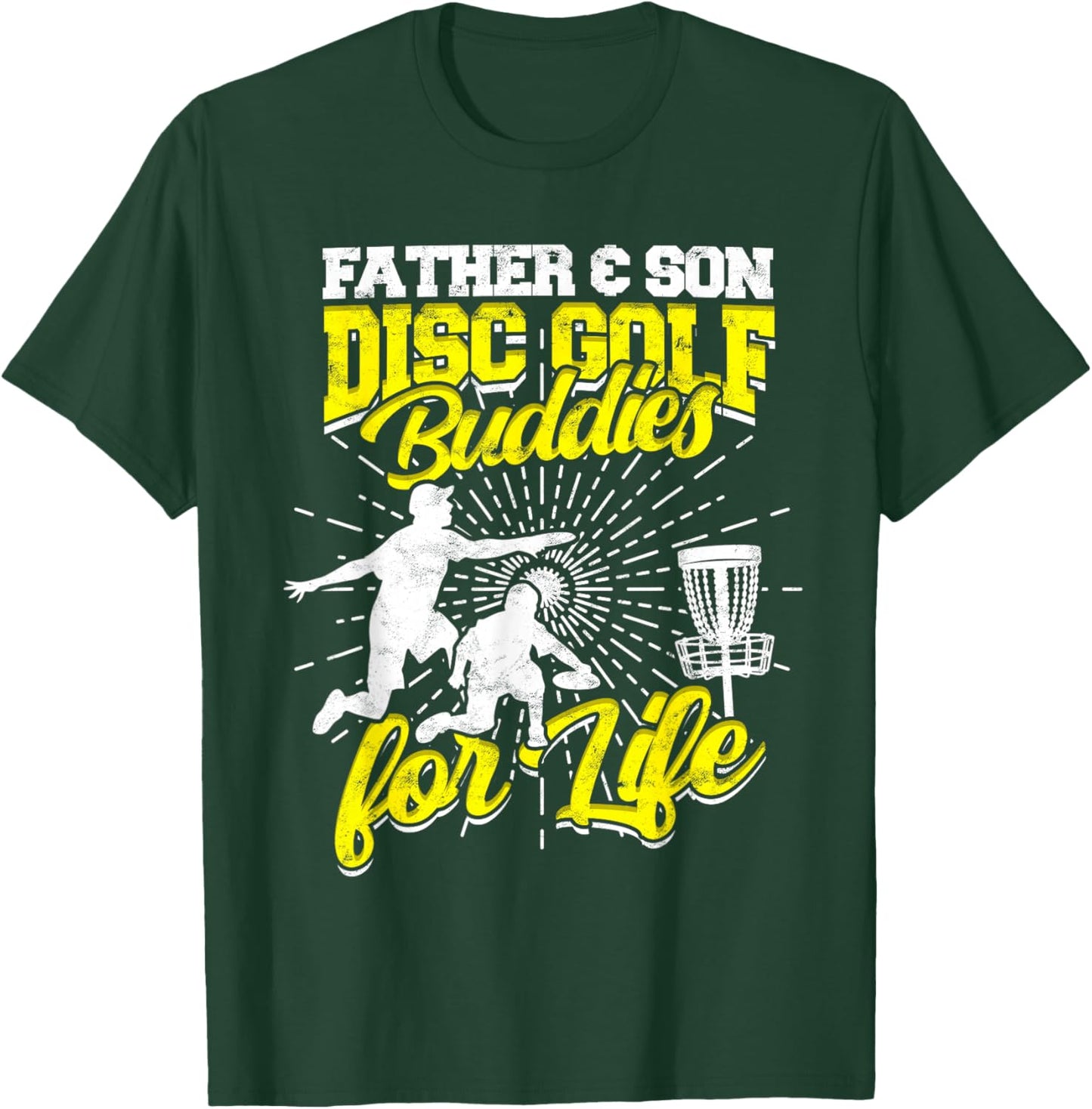 Father & Son Disc Golf Buddies For Life Basket Disc Golfing T-Shirt - T-Shirt | Forest
