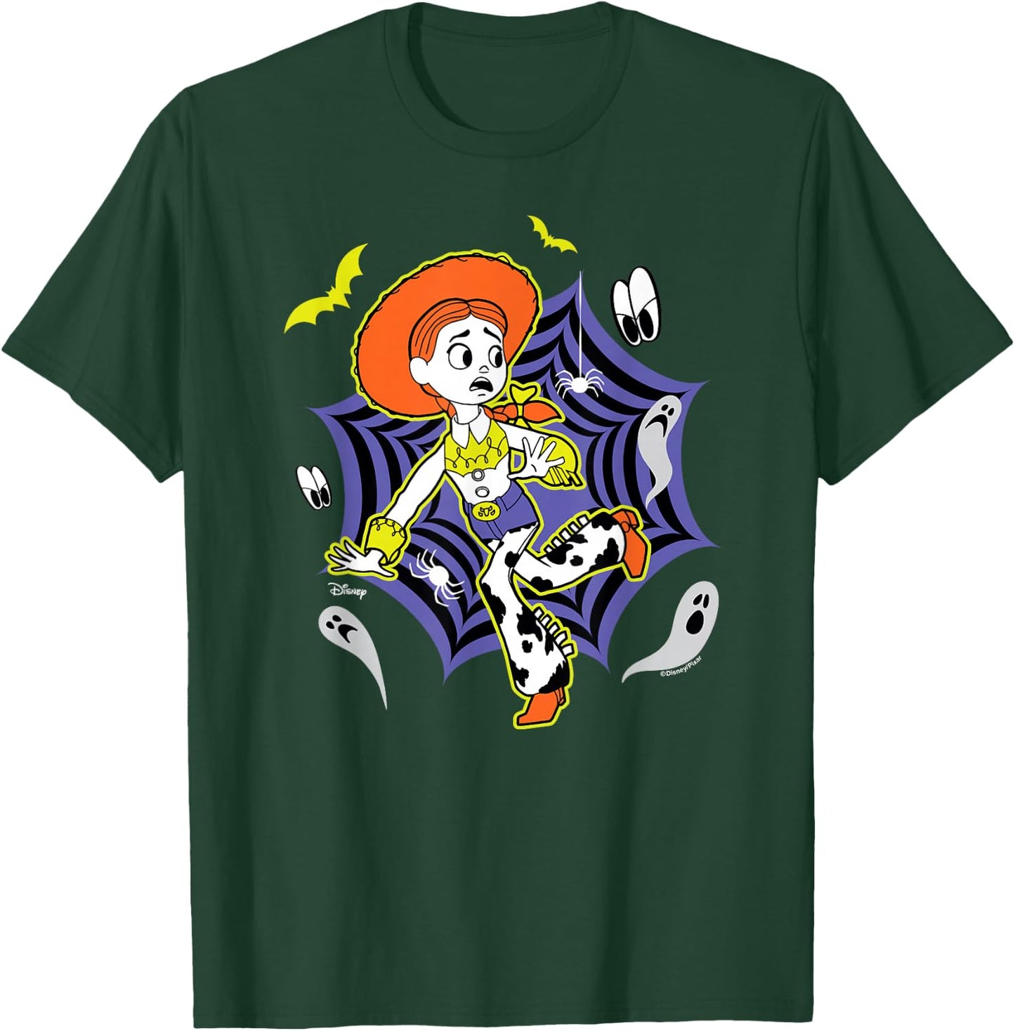 Toy Story - Jessie Halloween Spider Web with Bats and Ghosts T-Shirt - T-Shirt | Forest