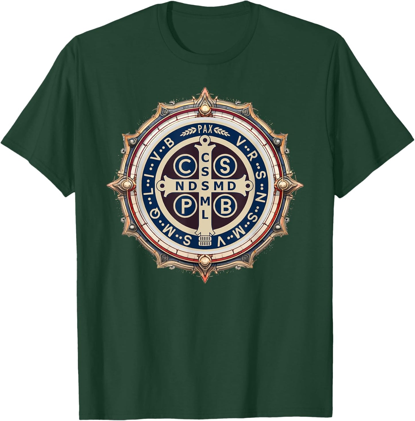 Catholic Saint Benedict Medal T-Shirt - T-Shirt | Forest