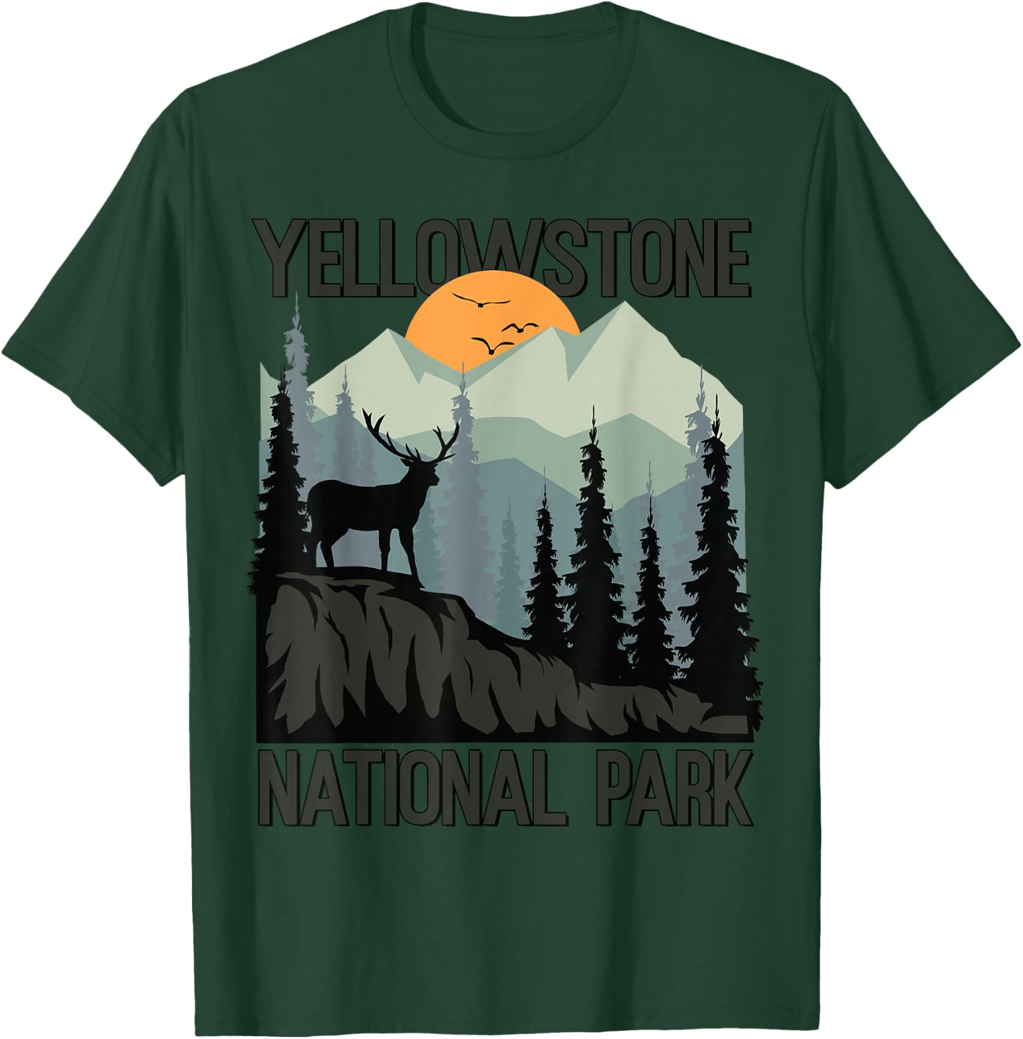 Yellowstone National Park Mountains Wilderness Sunset Hiking T-Shirt - T-Shirt | Forest