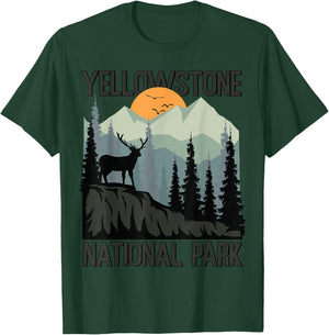 Yellowstone National Park Mountains Wilderness Sunset Hiking T-Shirt - T-Shirt | Forest