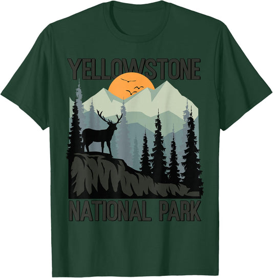 Yellowstone National Park Mountains Wilderness Sunset Hiking T-Shirt - T-Shirt | Forest