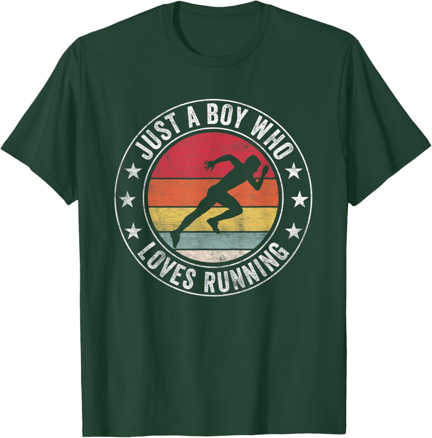 Just A Boy Who Loves Running Apparel Run Quote Marathon T-Shirt - T-Shirt | Forest