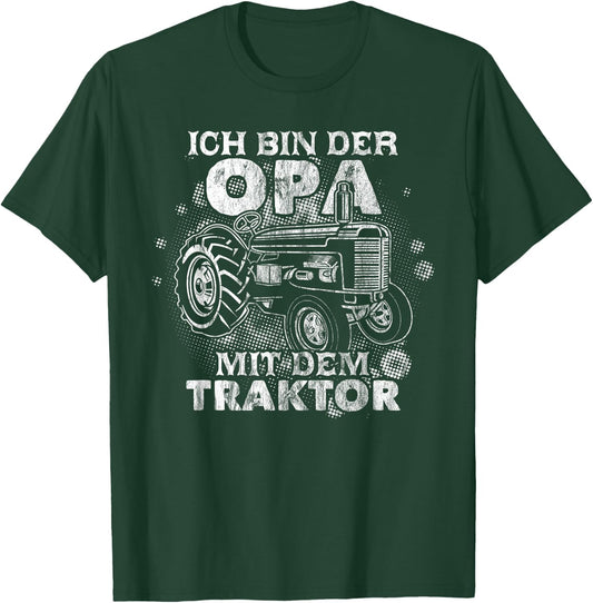 Grandpa with Tractor Grandpa Grandad Funny T-Shirt - T-Shirt | Forest