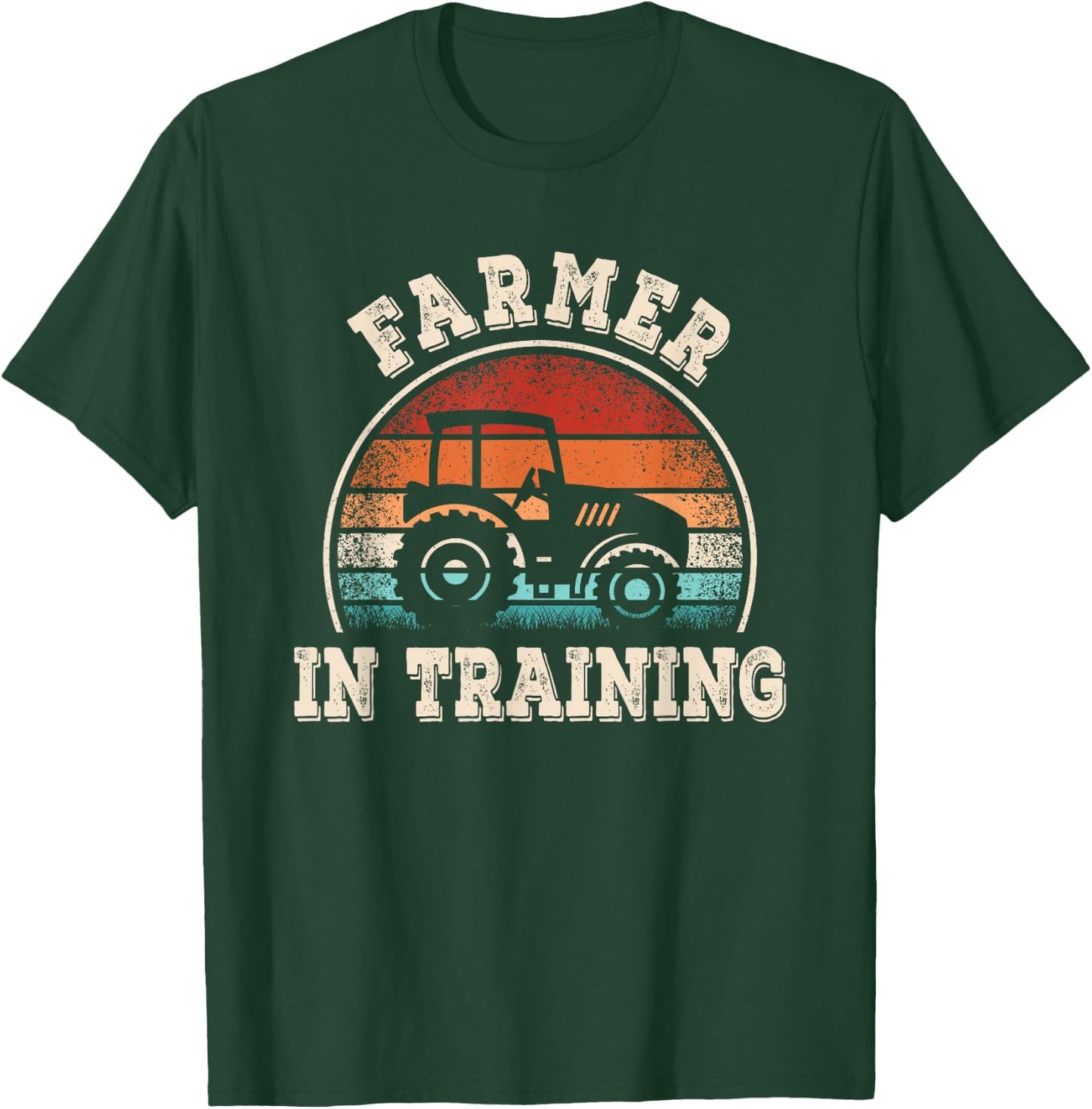 Farmer In Training Tractor Funny Farming Boys Girls Kids T-Shirt - T-Shirt | Forest